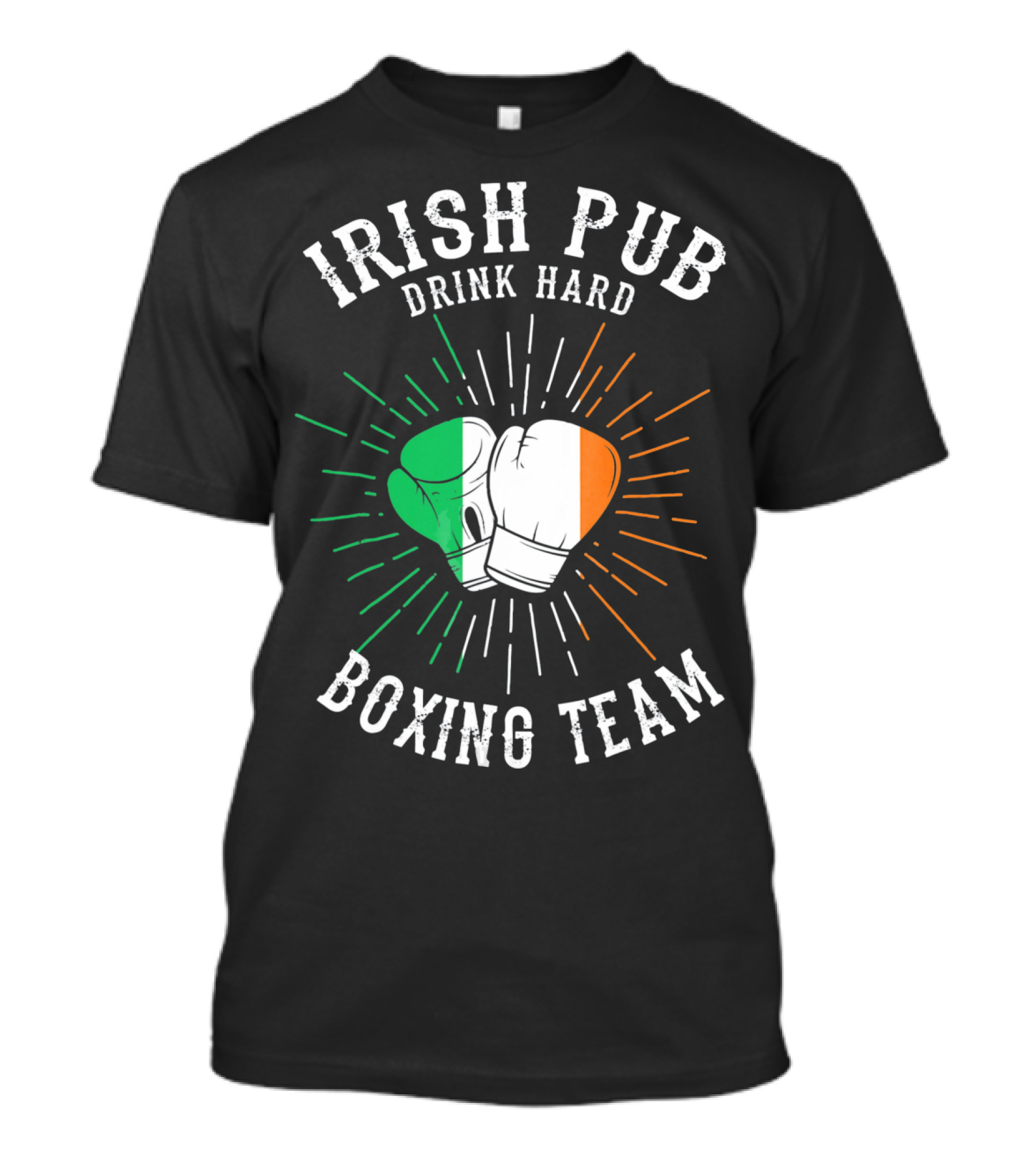 Irish Pub Boxing Team Drink Hard Gloves With Flag T-Shirt