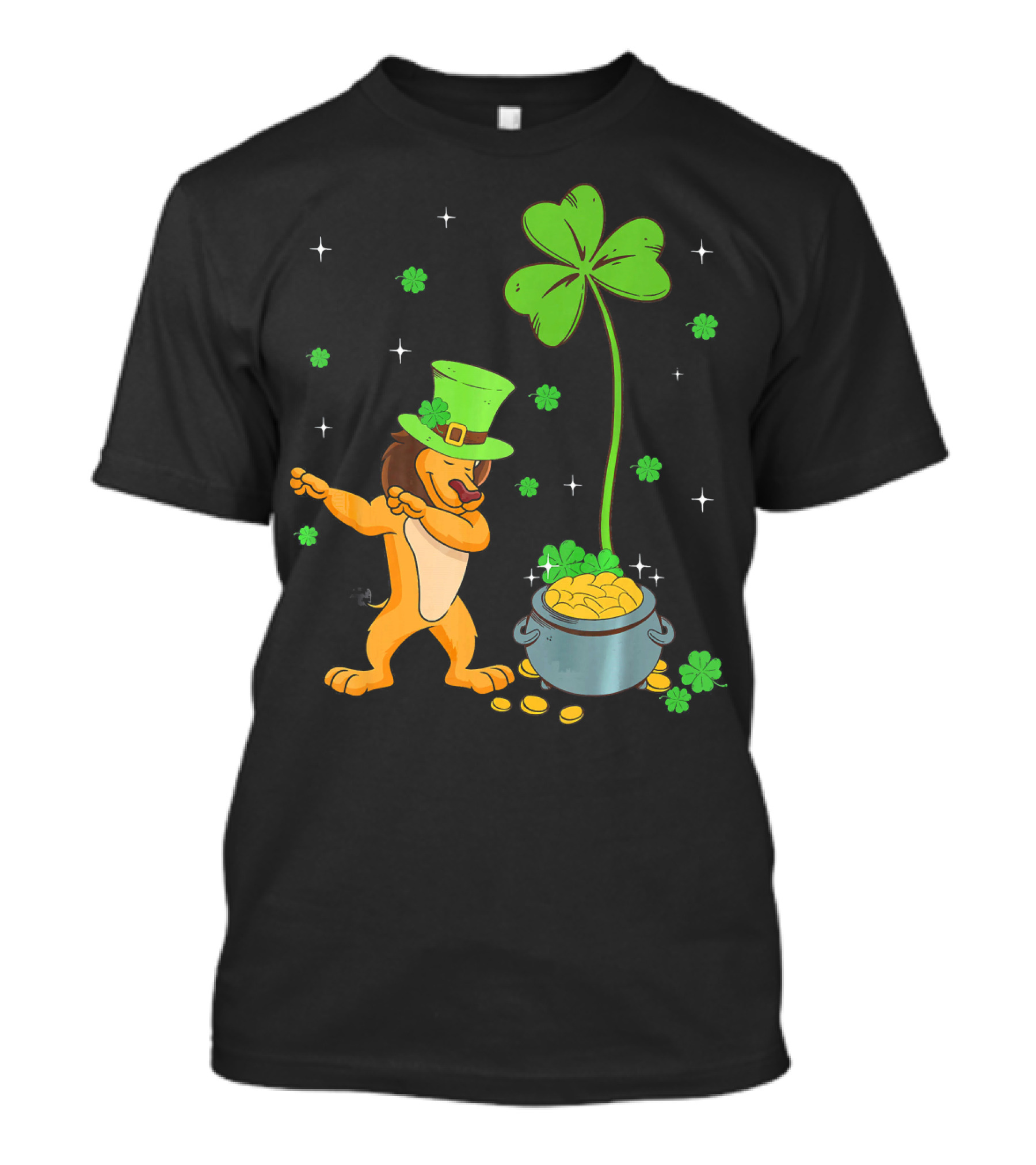Shamrock Leprechaun Lion Pot Of Gold Clover Dance T-Shirt