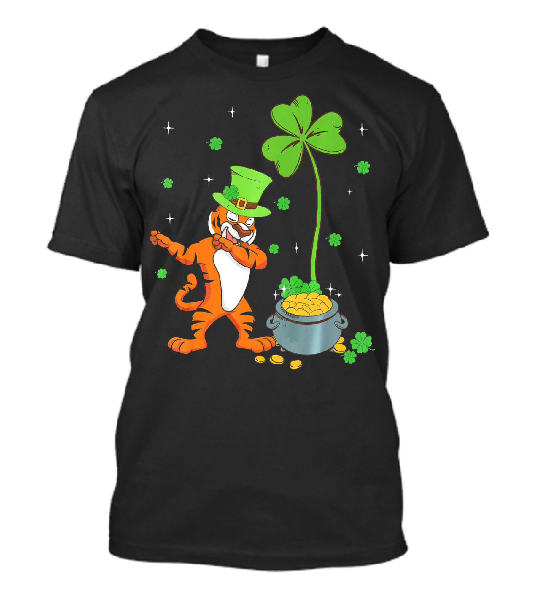 Shamrock Leprechaun Tiger St Patricks Gold Pot T-Shirt