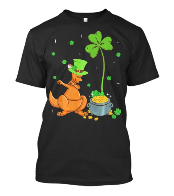 Shamrock Leprechaun Kangaroo Pot Of Gold St Patricks T-Shirt