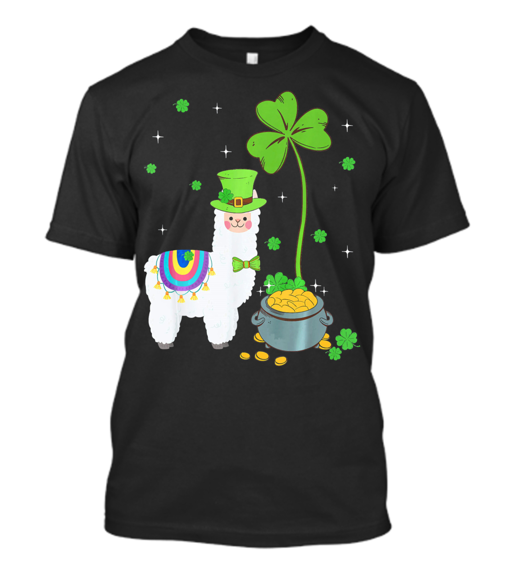 Shamrock Llama Leprechaun Pot Of Gold St Patricks T-Shirt