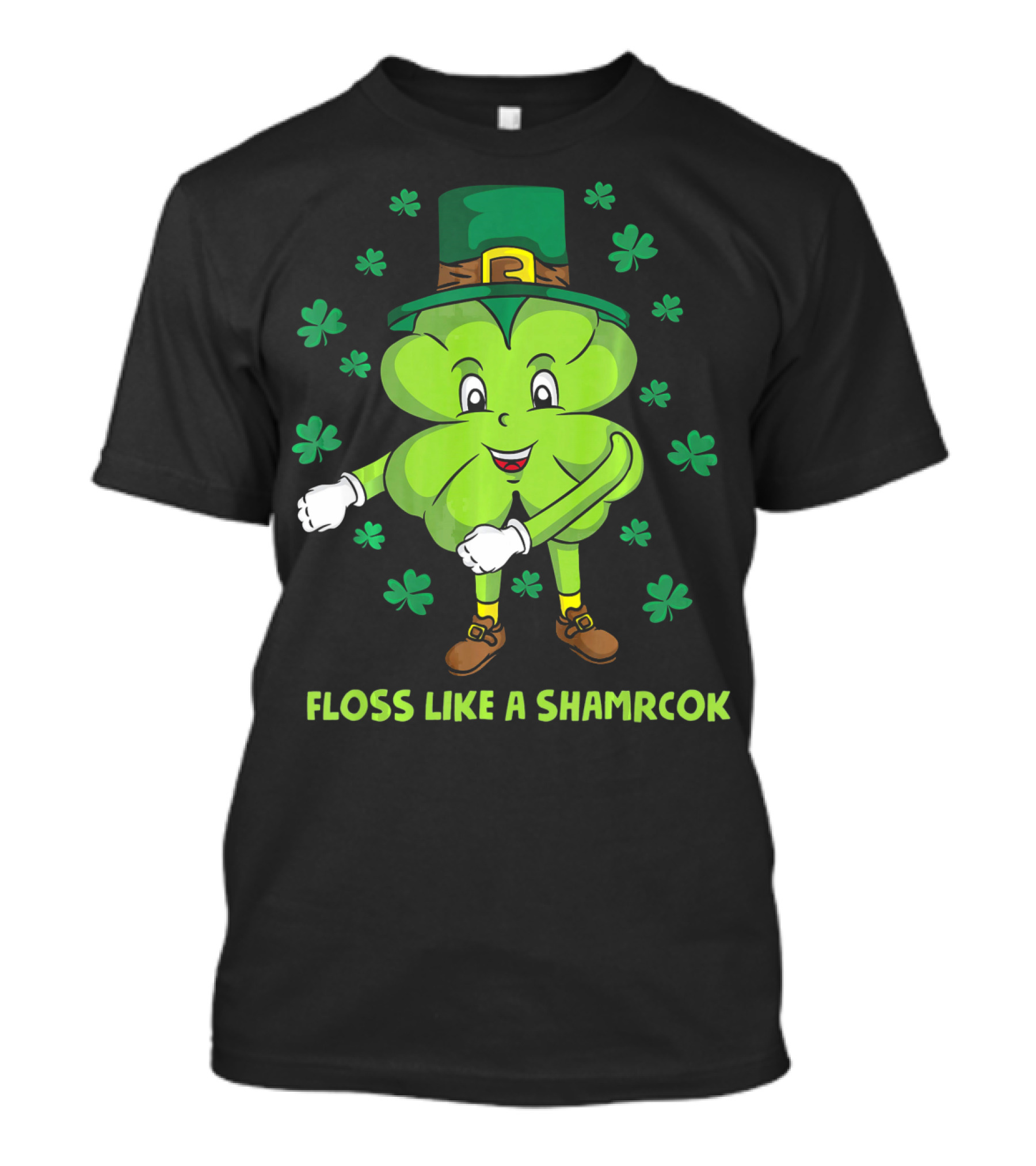 Floss Like A Shamrock St Patricks Dance Shamrock Character T-Shirt
