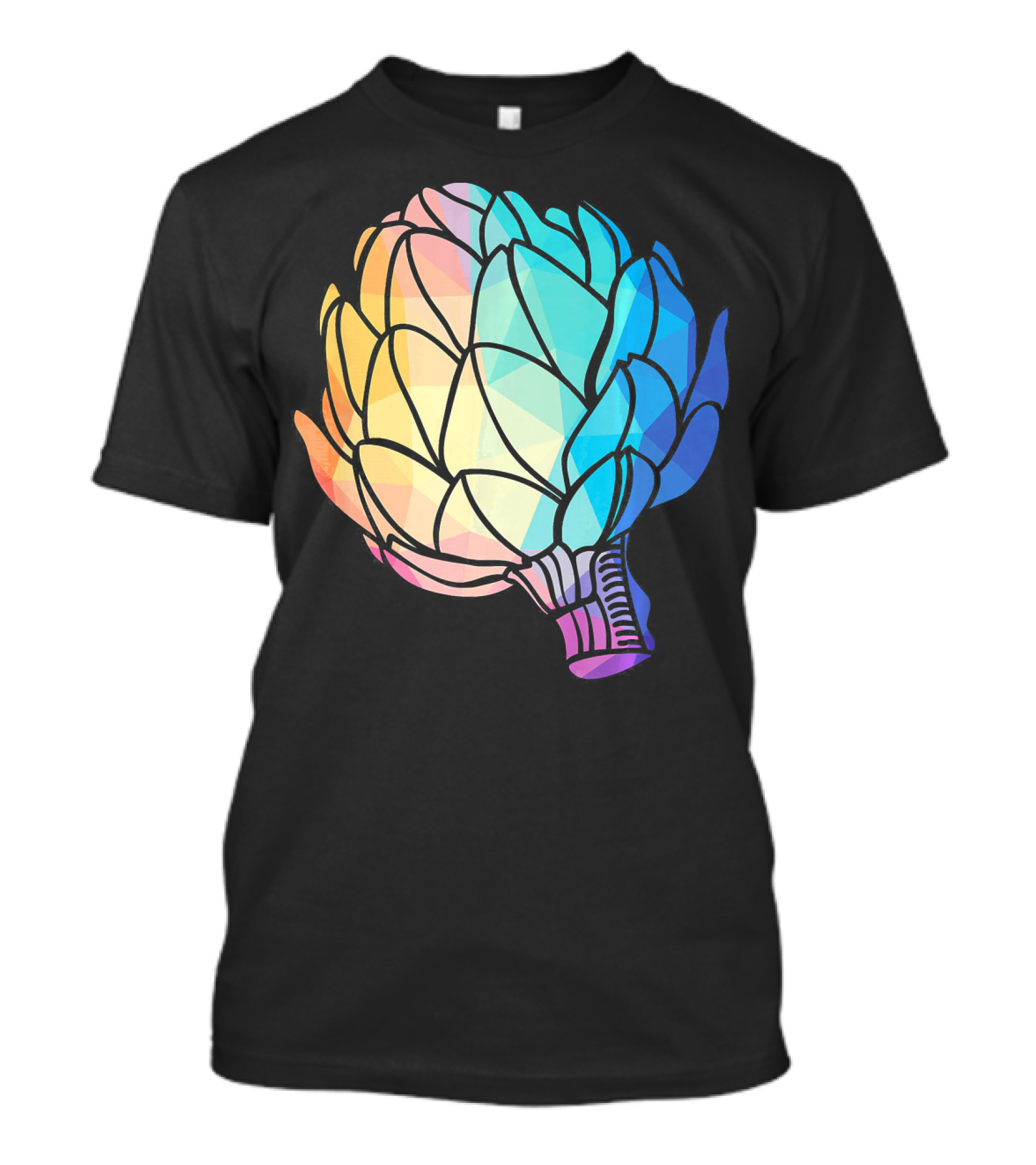Low Poly Artichoke Vegetarian Rainbow Geometric T-Shirt