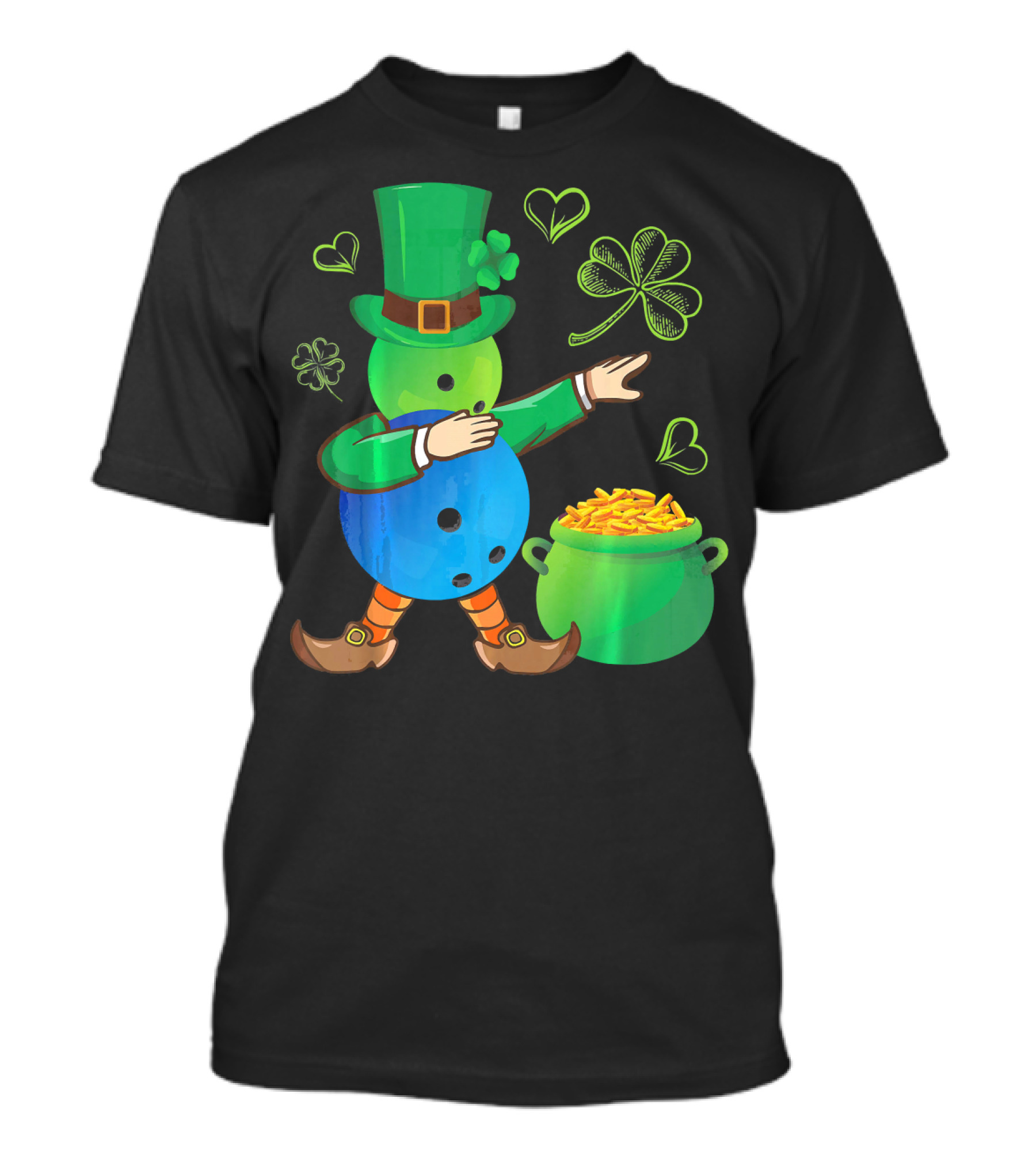 Pooling Leprechaun Dabbing With Gold Pot And Shamrocks T-Shirt