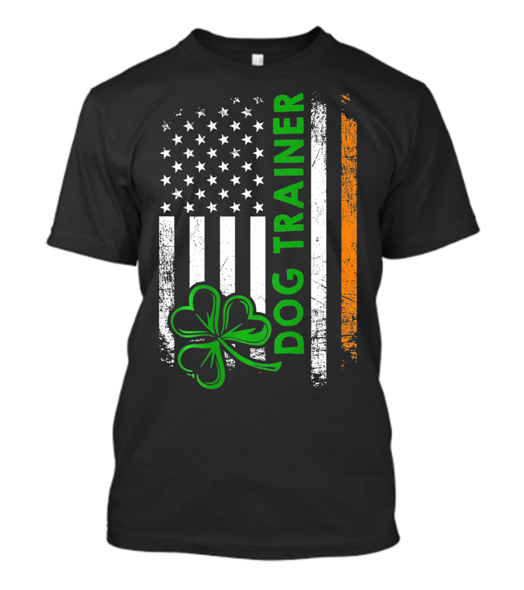 Irish Dog Trainer Shamrock American Flag T-Shirt
