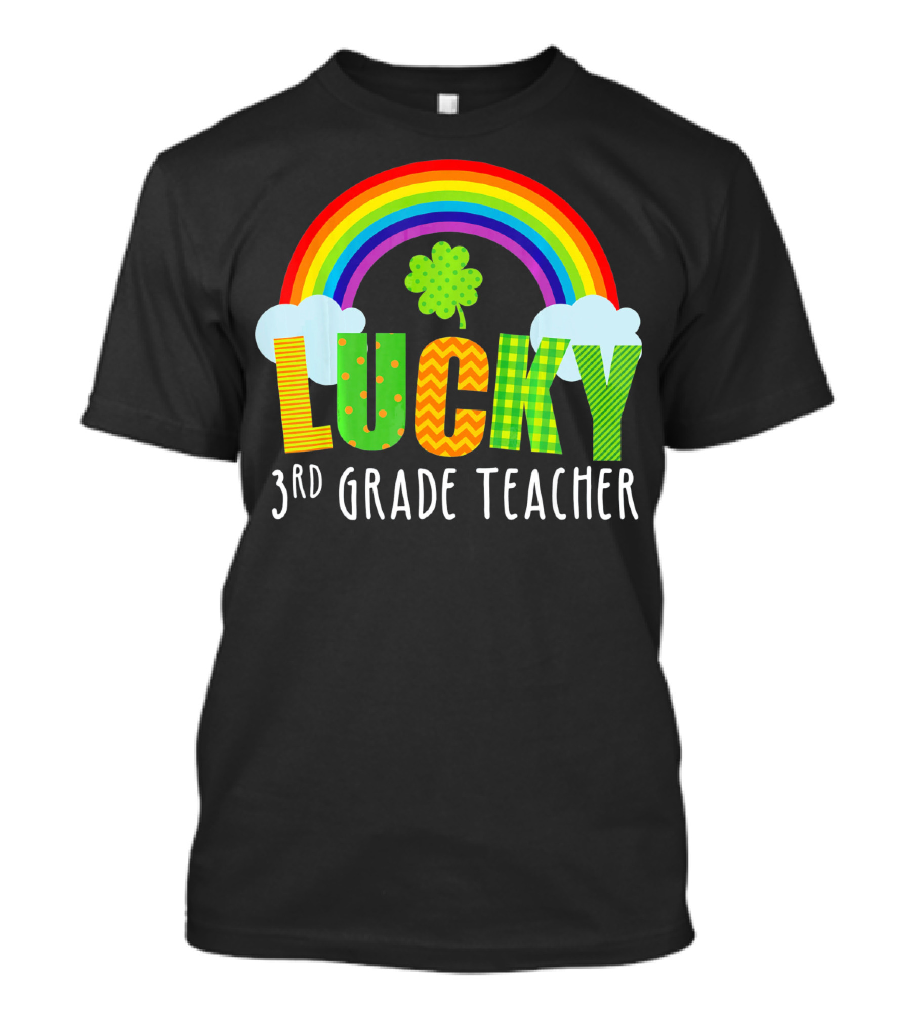 Lucky 3rd Grade Teacher St Patricks Rainbow Shamrock T-Shirt