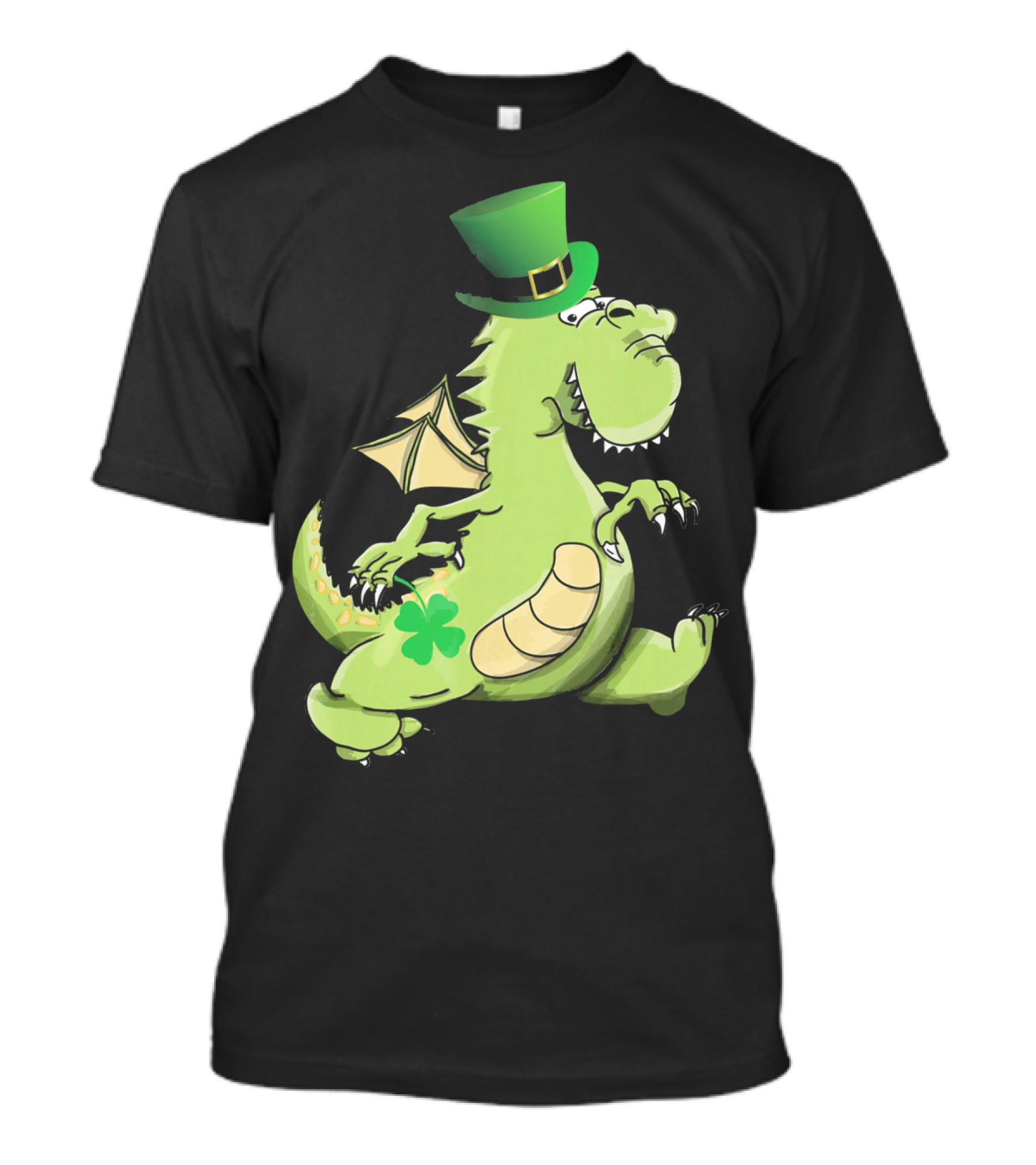 St Patrick's Day Dragon Wearing Leprechaun Hat With Shamrock T-Shirt