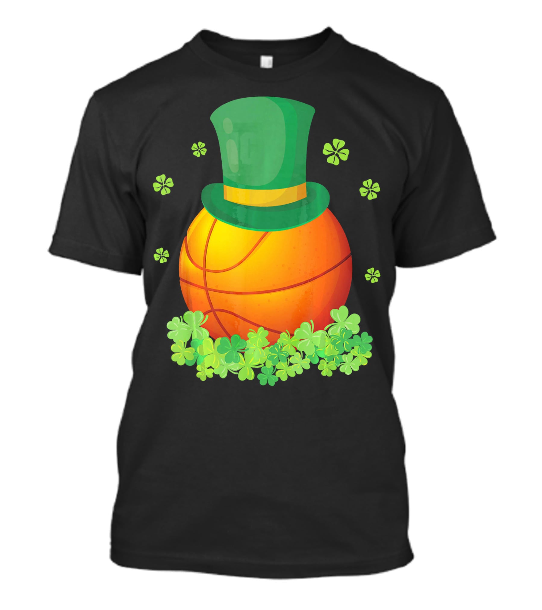Basketball With Leprechaun Hat And Shamrocks Playing Around T-Shirt