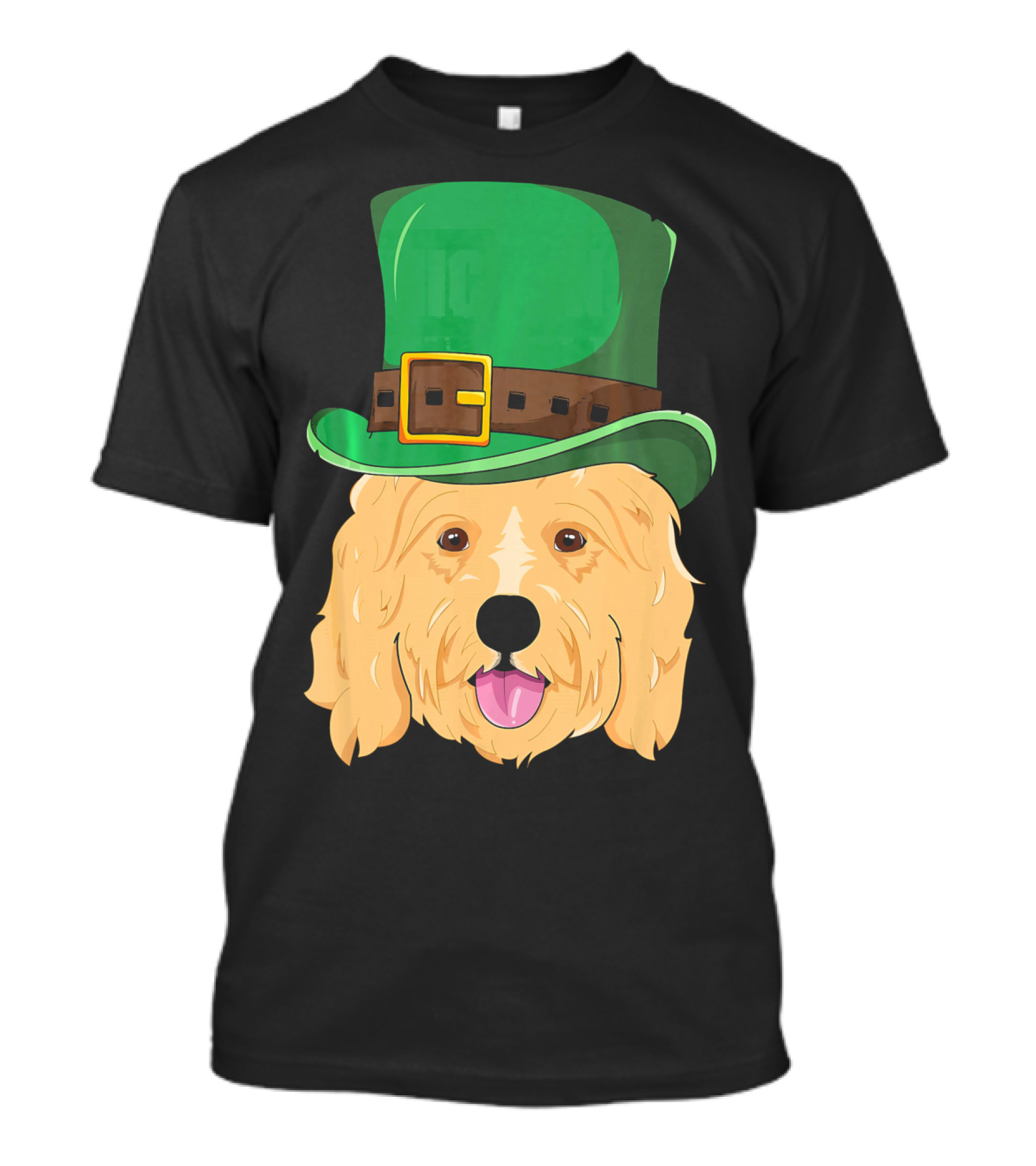 Golden Doodle St. Patrick's Day With Green Leprechaun Hat T-Shirt