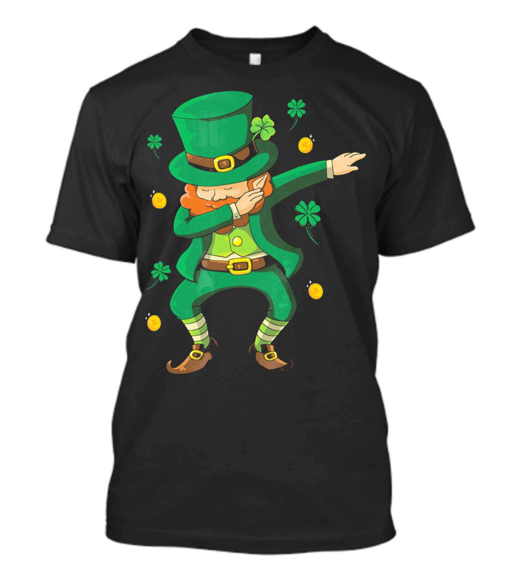 Funny Leprechaun Dabbing With Clover Coins T-Shirt