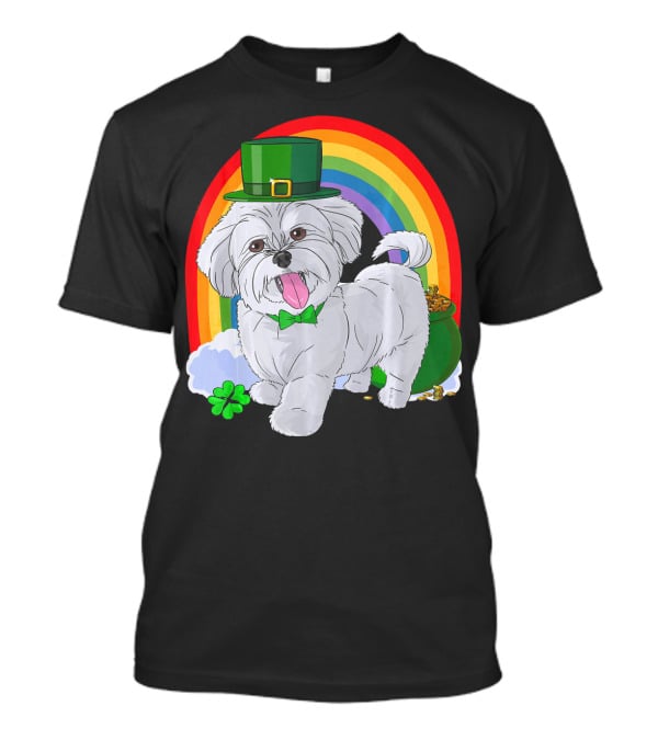 Maltese Leprechaun St Patrick's Day Rainbow Shamrock T-Shirt
