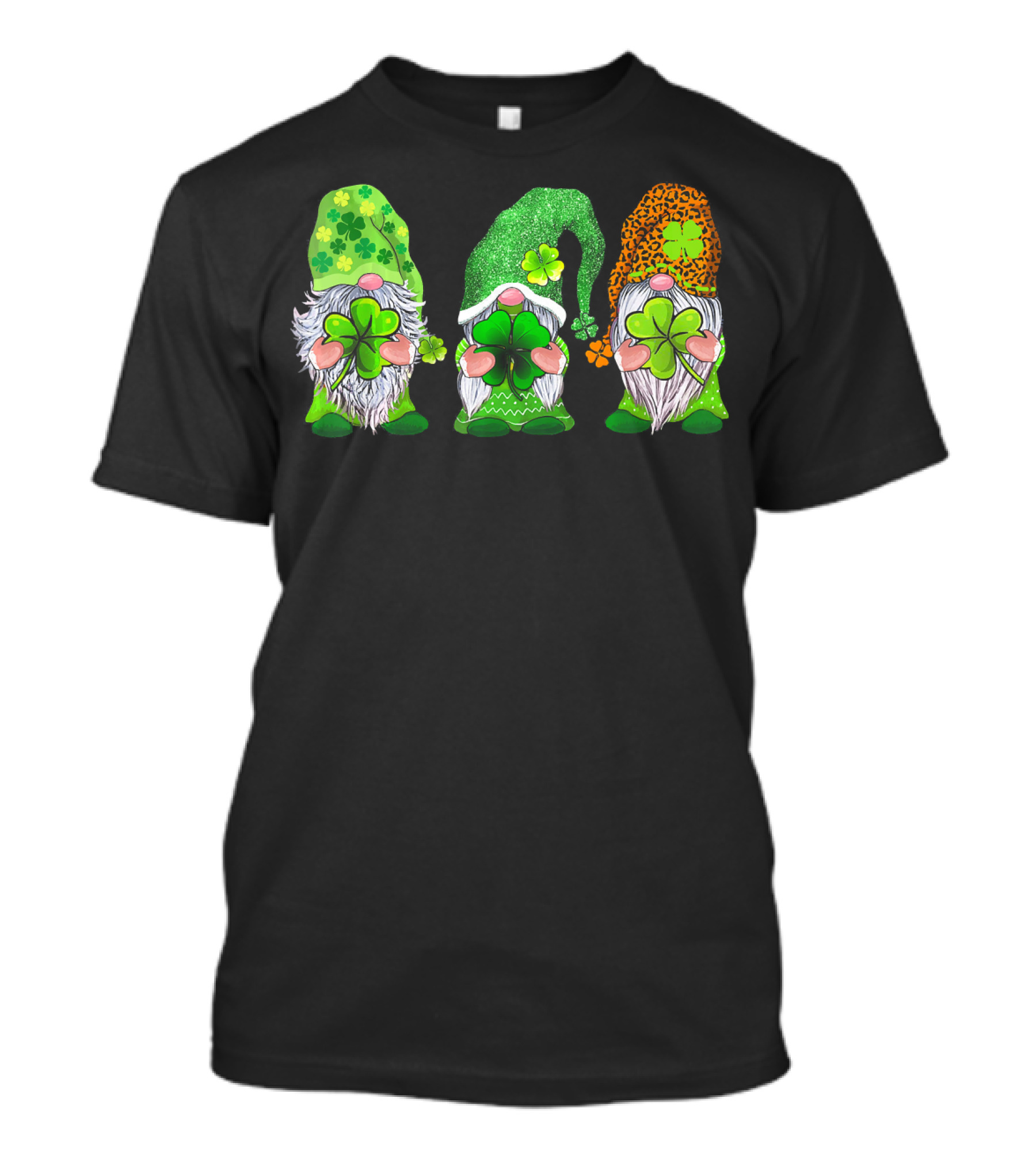 Leprechaun Irish Gnomes With Shamrocks And Clover Hats T-Shirt