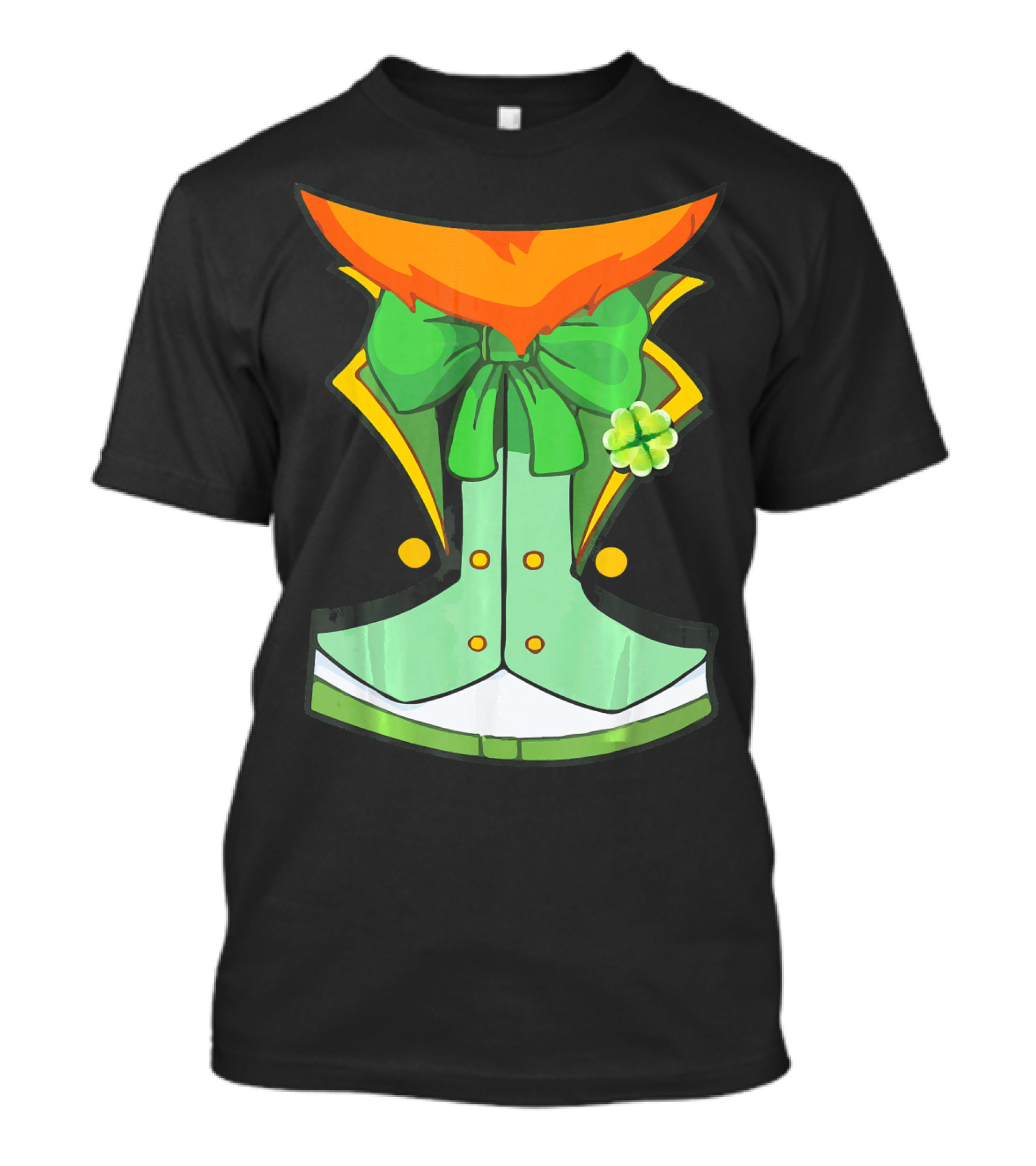 Tuxedo Leprechaun Costume With Green Bowtie And Shamrock T-Shirt
