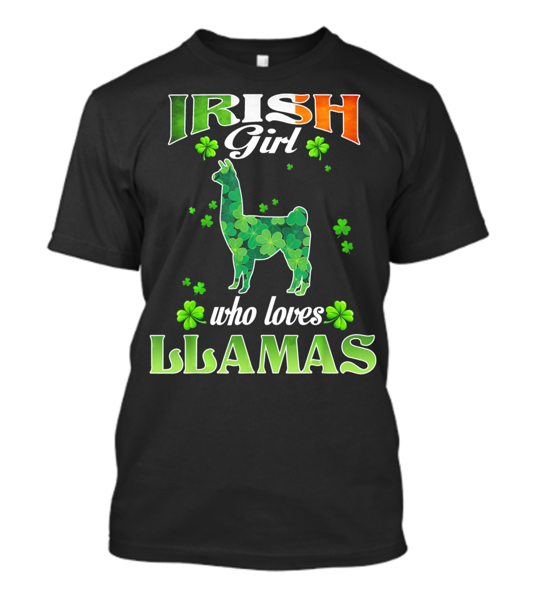 Irish Girl Who Loves Llamas With Shamrocks St Patricks Day T-Shirt