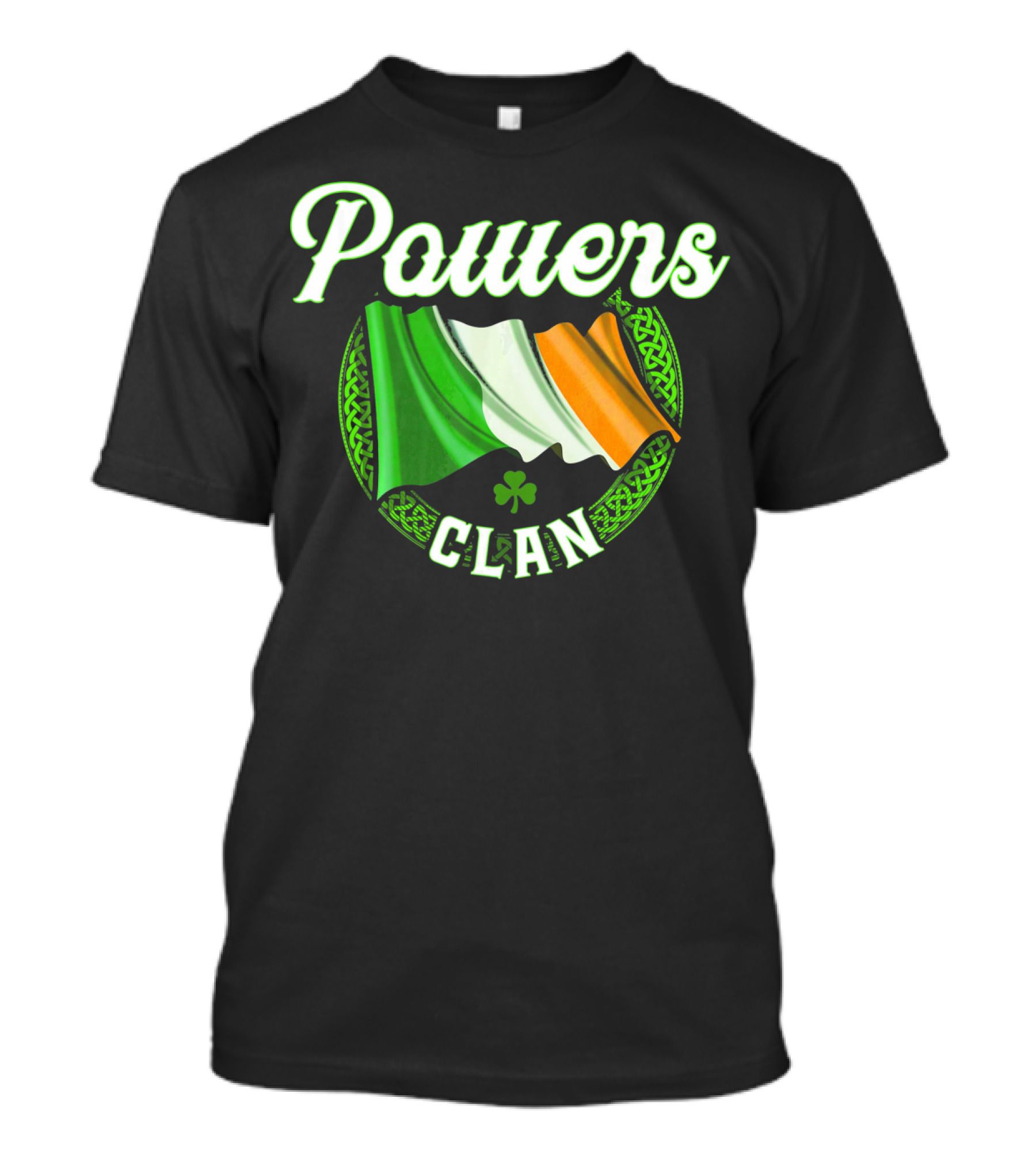 Powers Clan Irish Flag Celtic Knot Shamrock T-Shirt