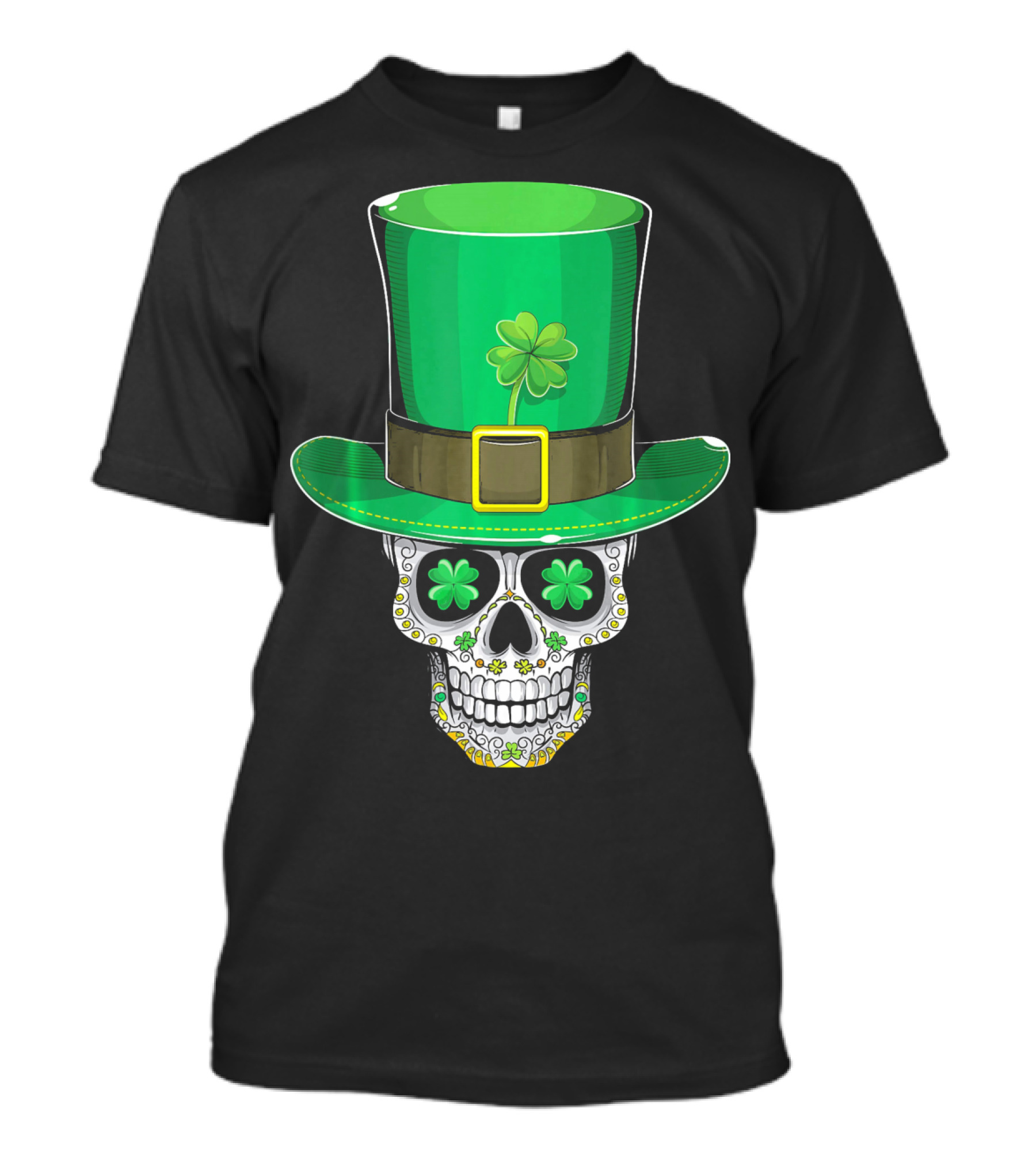 St Patricks Day Shamrock Sugar Skull Leprechaun T-Shirt
