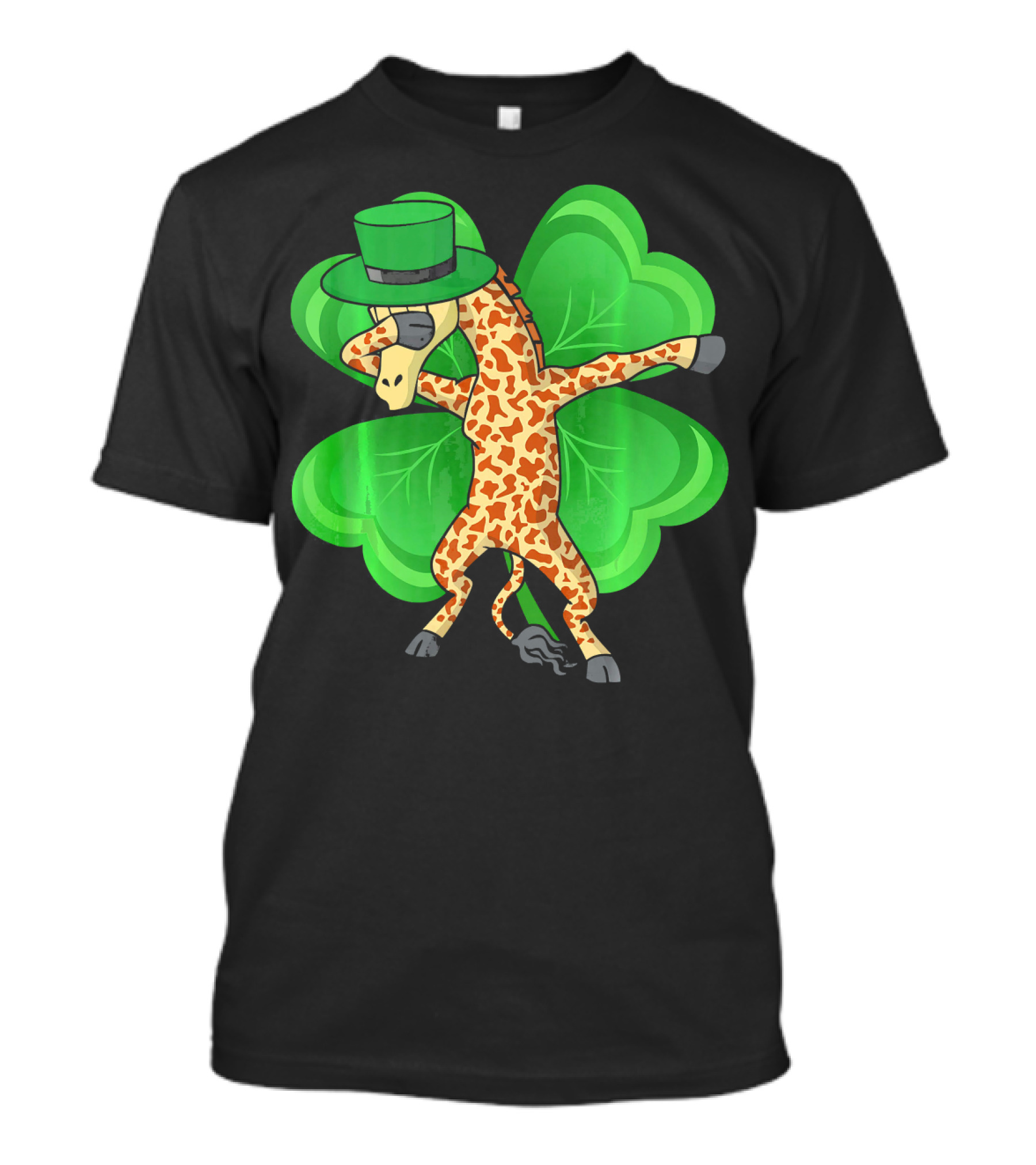 Dabbing Giraffe Leprechaun Shamrock St. Patrick's Day T-Shirt