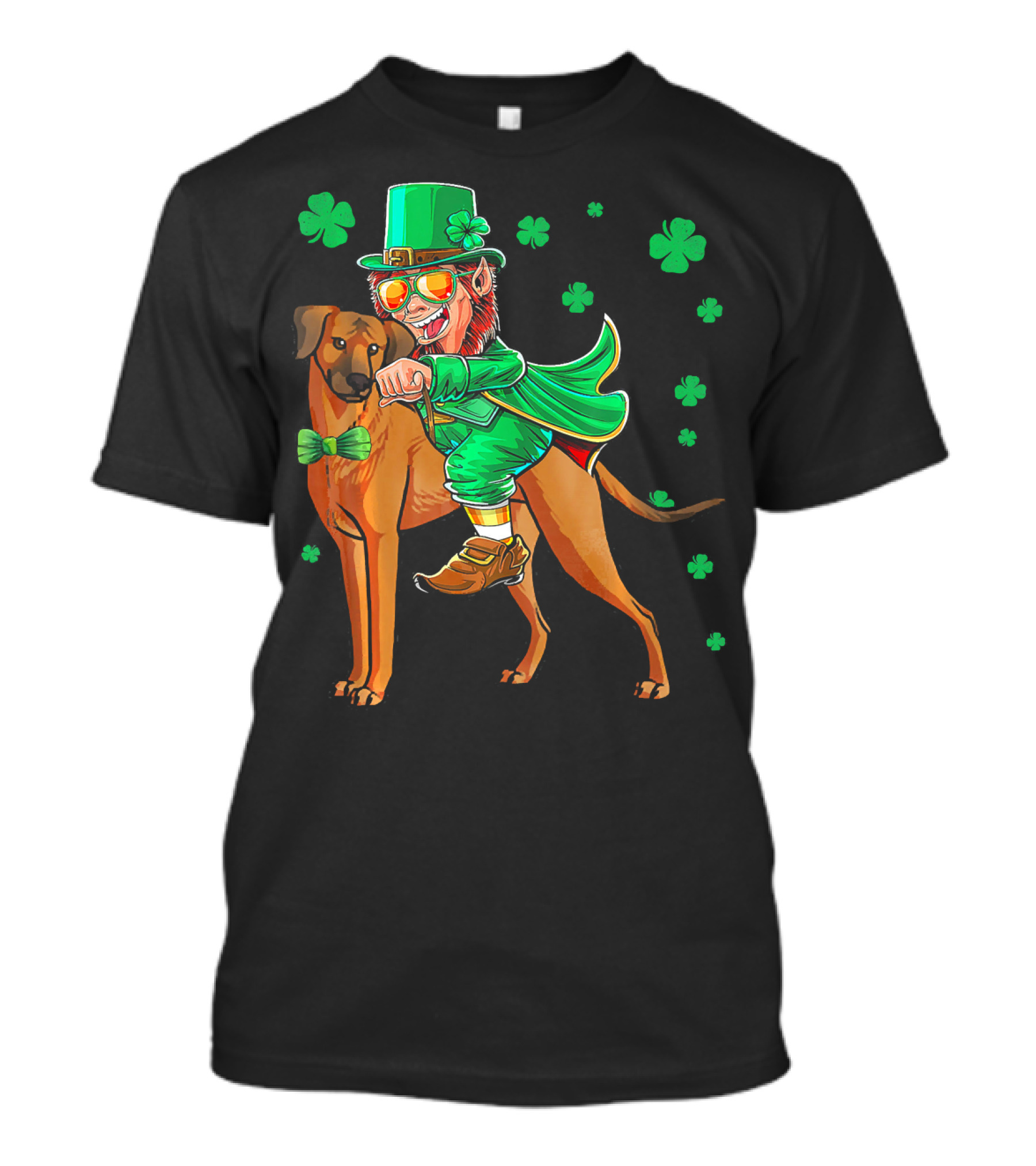 Leprechaun On Rhodesian Ridgeback With Shamrocks T-Shirt