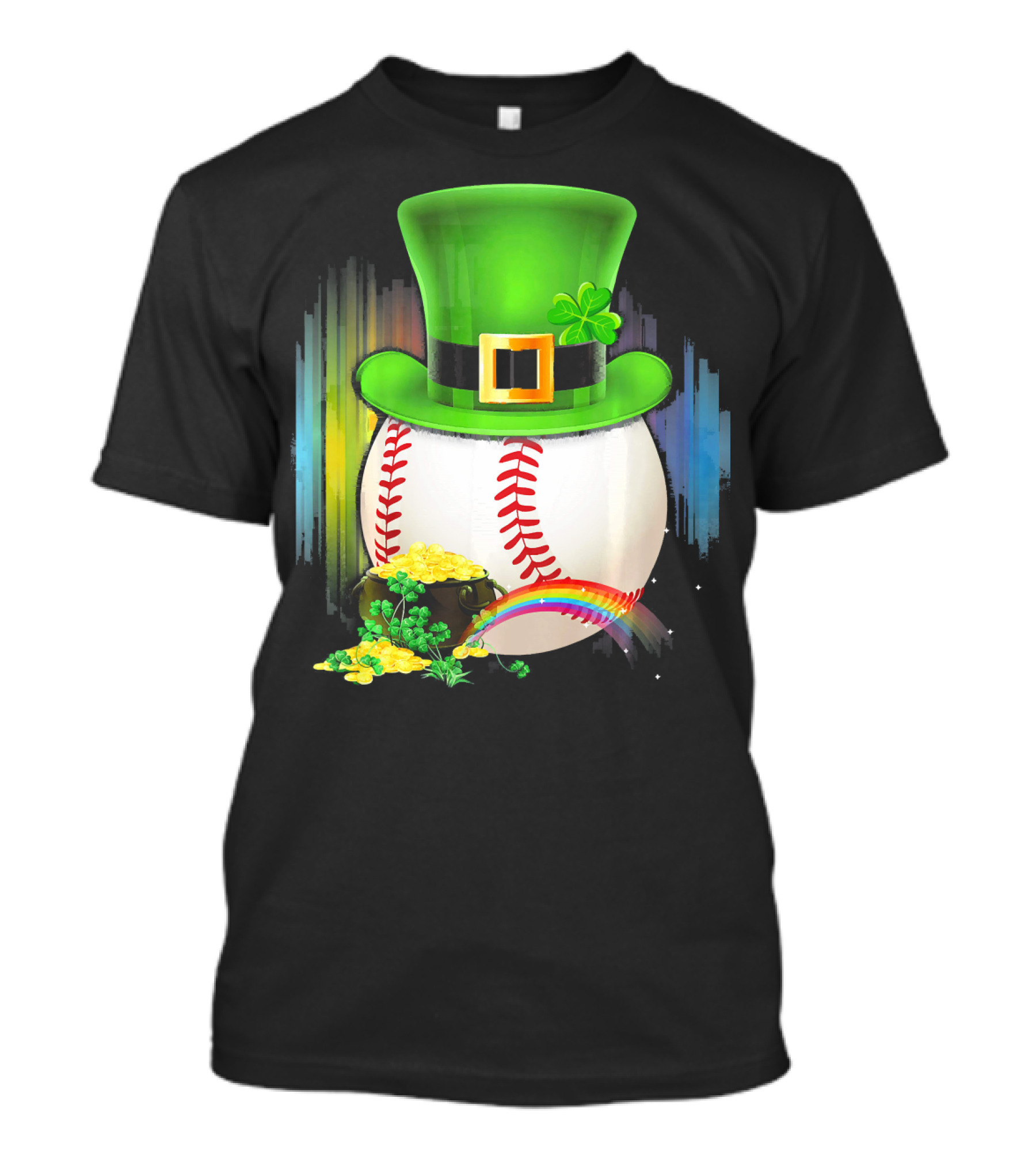 Leprechaun Hat Rainbow Coins Baseball Saint Patricks T-Shirt