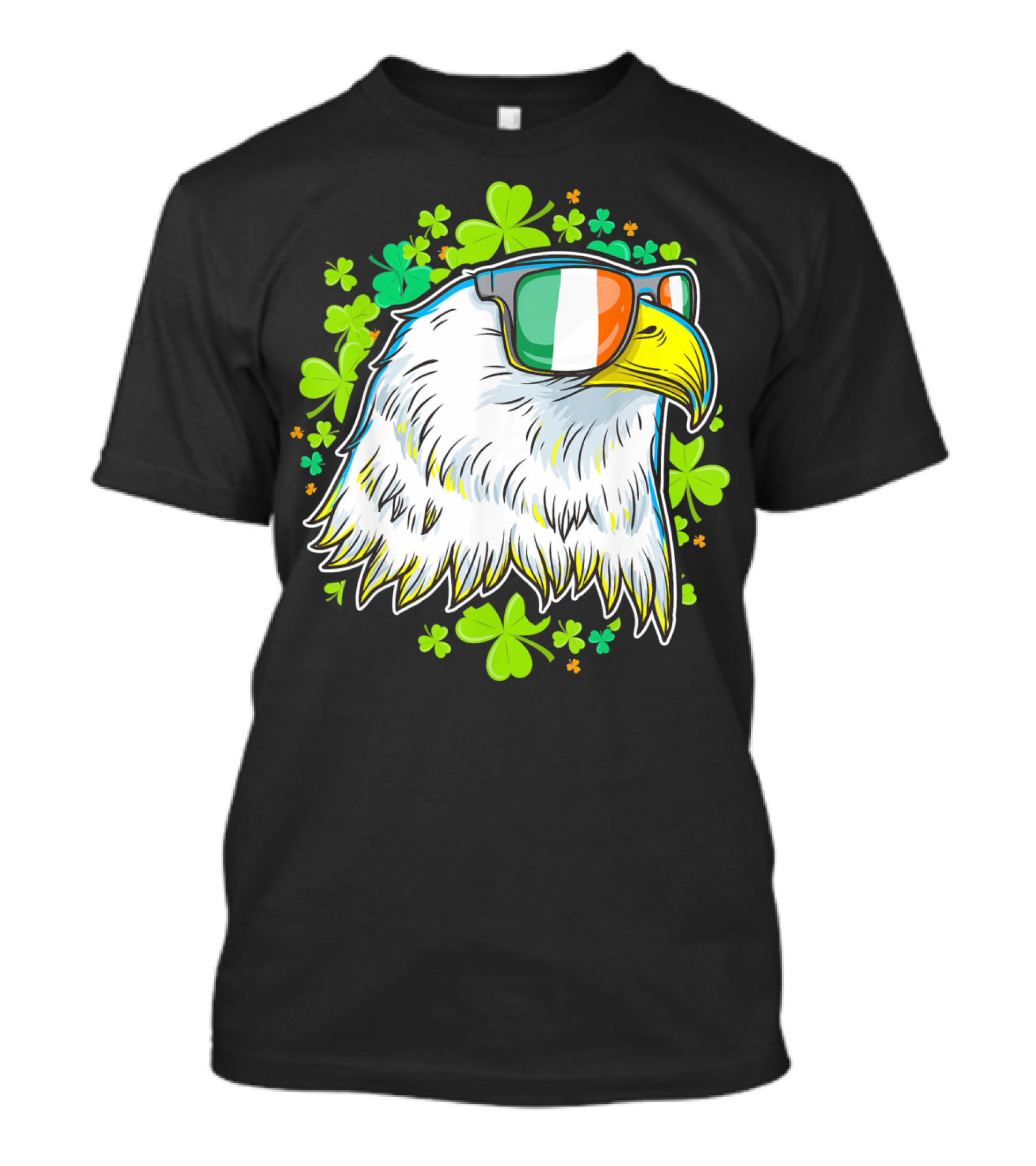 Mens Funny St Patricks Day Eagle Clover Sunglasses T-Shirt