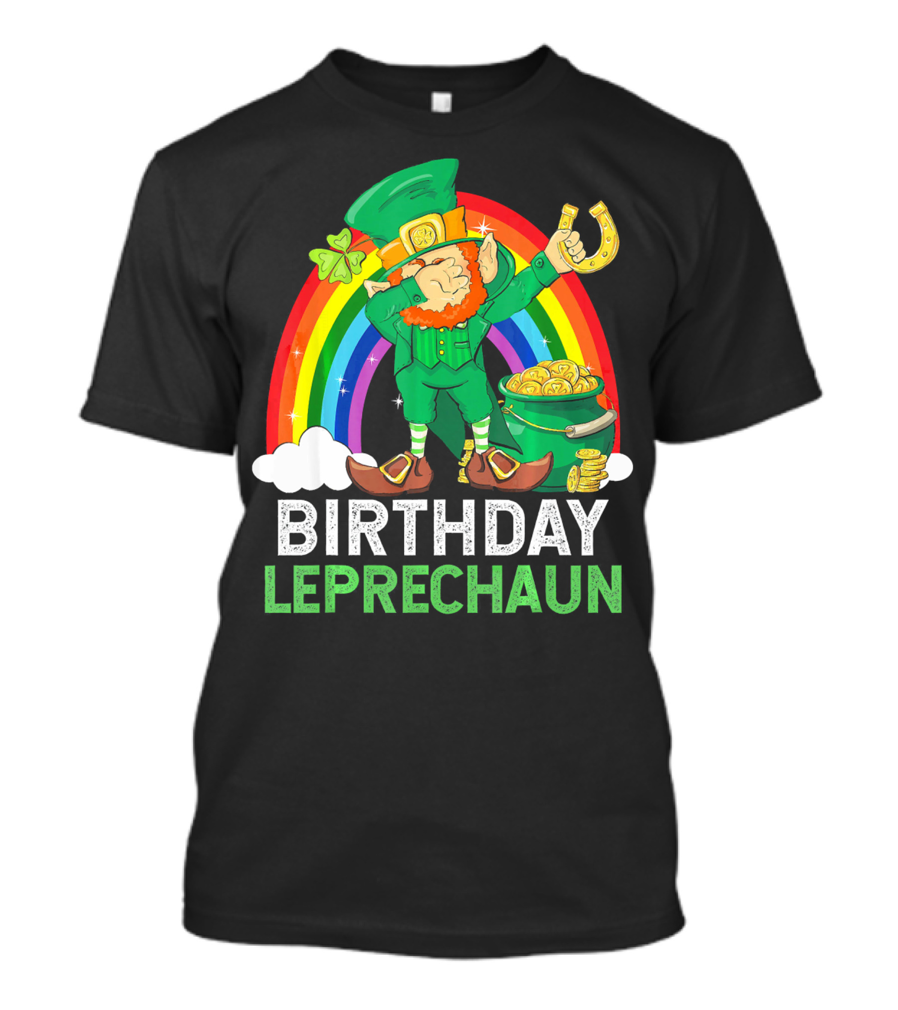 Birthday Leprechaun Dabbing Rainbow Pot Of Gold T-Shirt