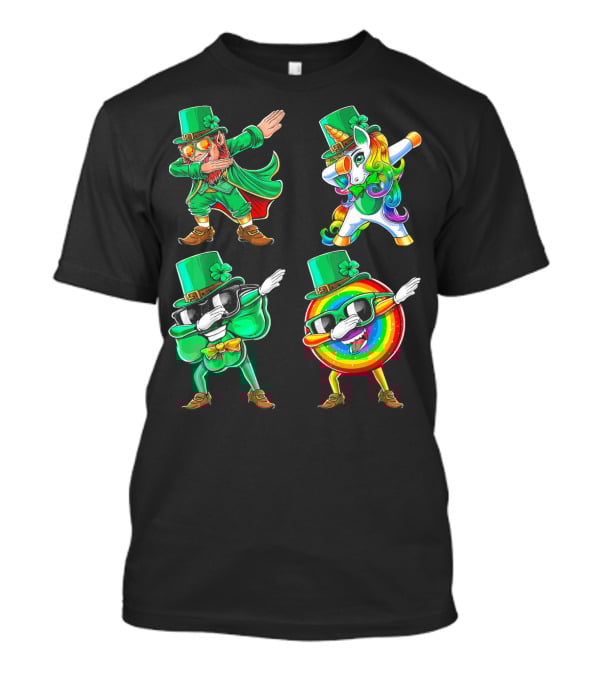 Dabbing Leprechaun Unicorn Rainbow Shamrock St. Patrick's Day Fun T-Shirt
