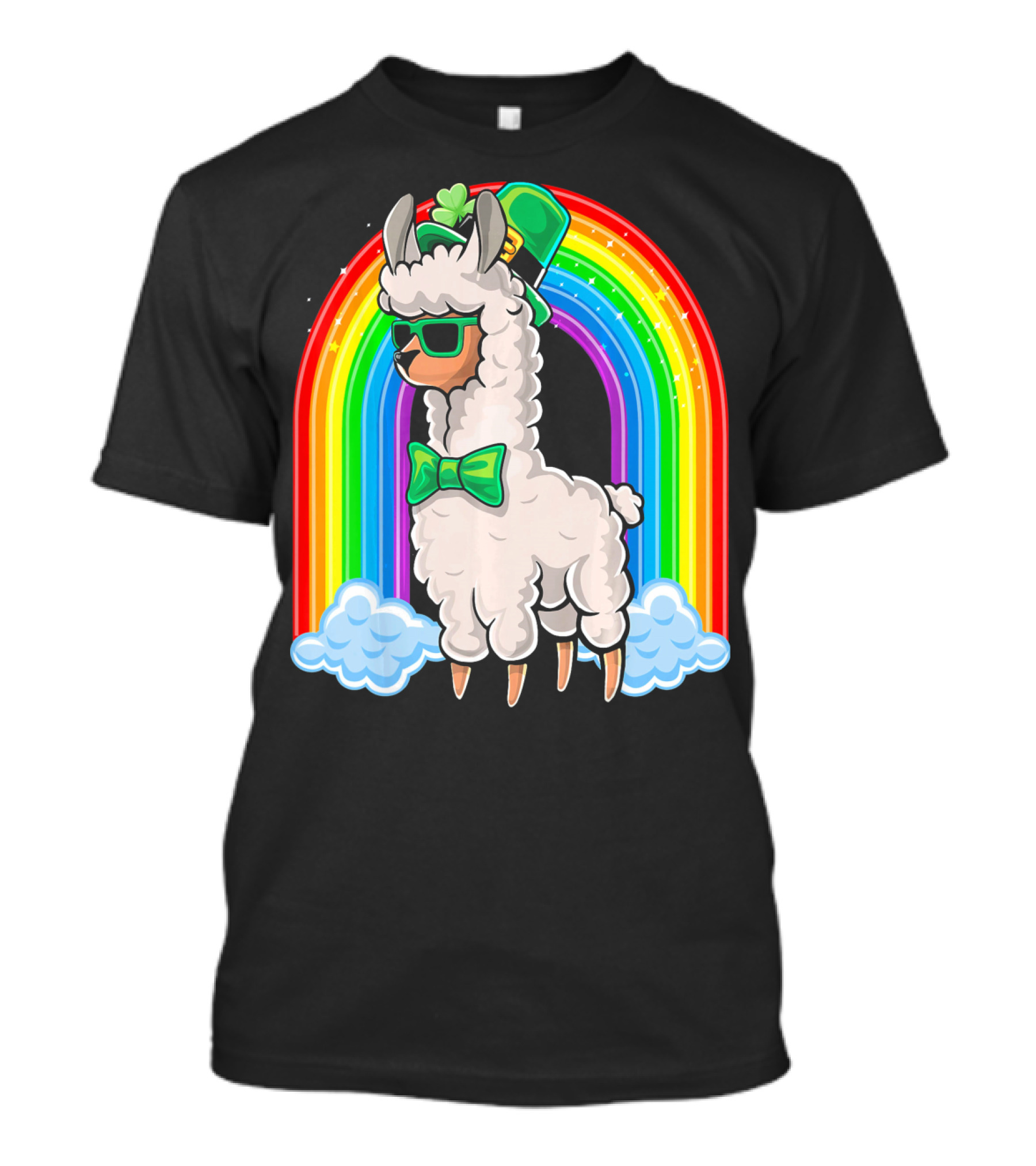 St. Patricks Day Llama Leprechaun Rainbow Shamrock T-Shirt