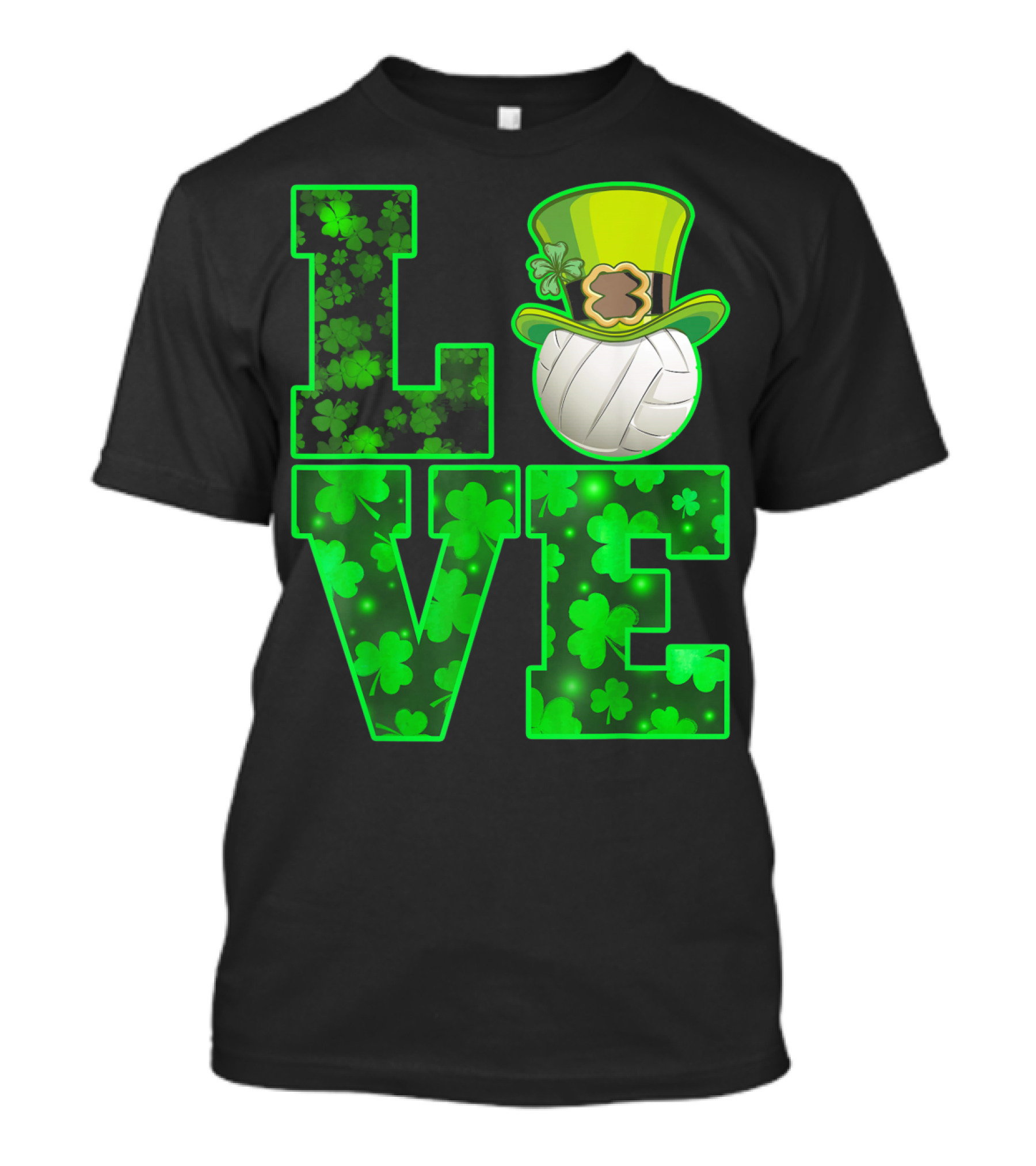 LOVE VOLLEYBALL Shamrock Leprechaun Hat T-Shirt