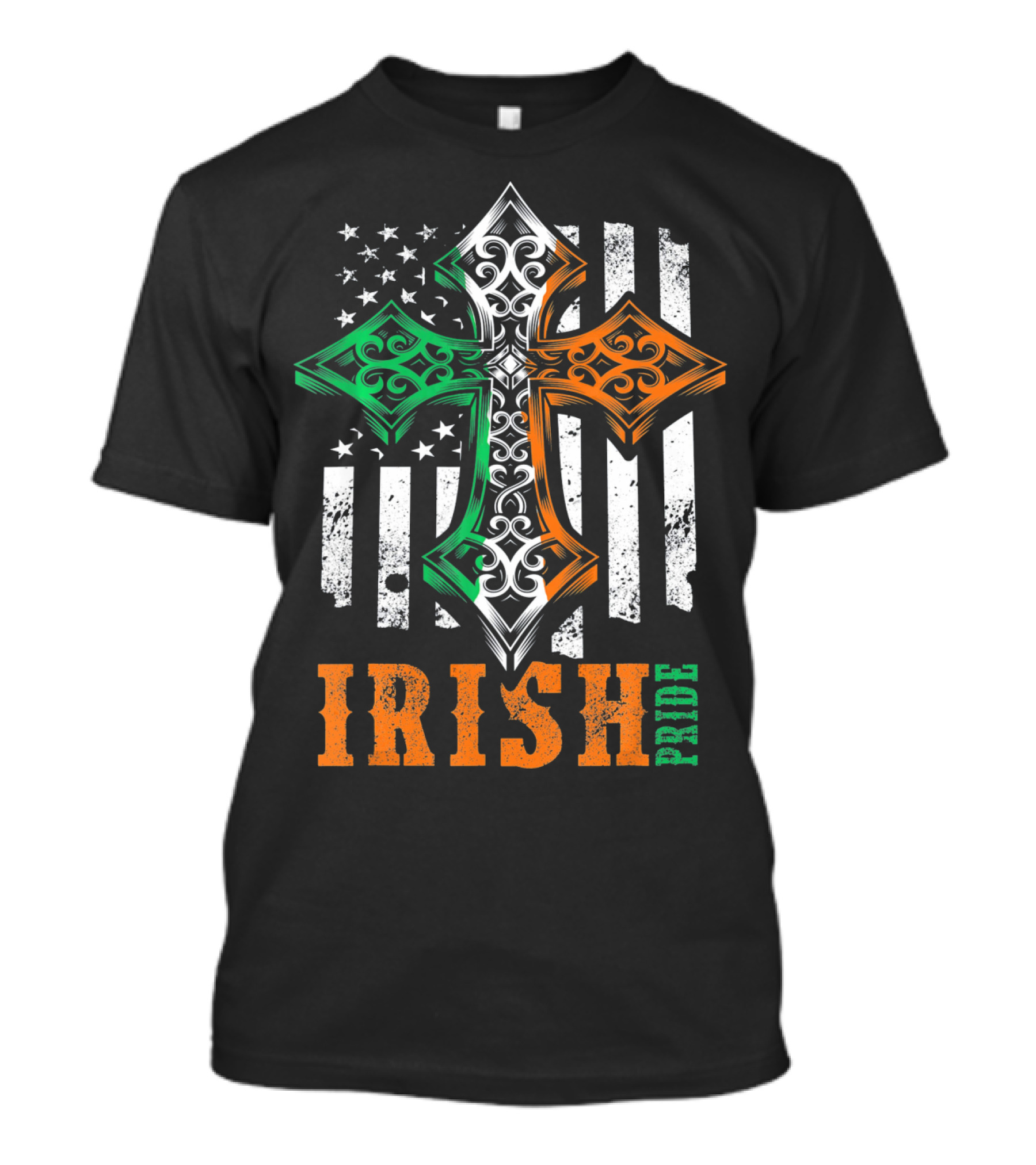 Irish Pride Celtic Cross American Flag Colors T-Shirt