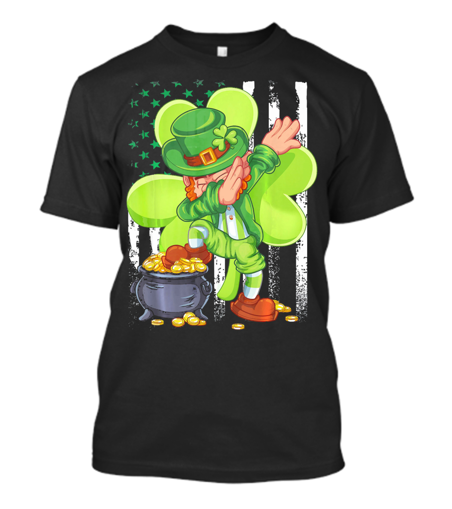 Leprechaun Dabbing With Pot Of Gold And Shamrock T-Shirt