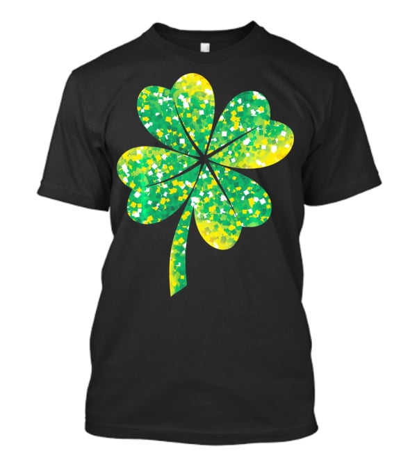 St Patricks Day Green Shamrock 4 Leaf Pattern College T-Shirt