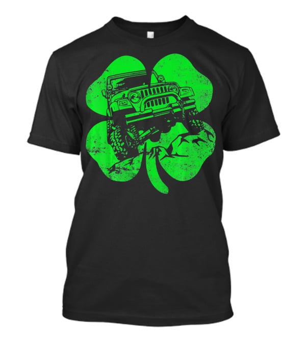 Jeep St Patricks Distressed Off Road Clover T-Shirt