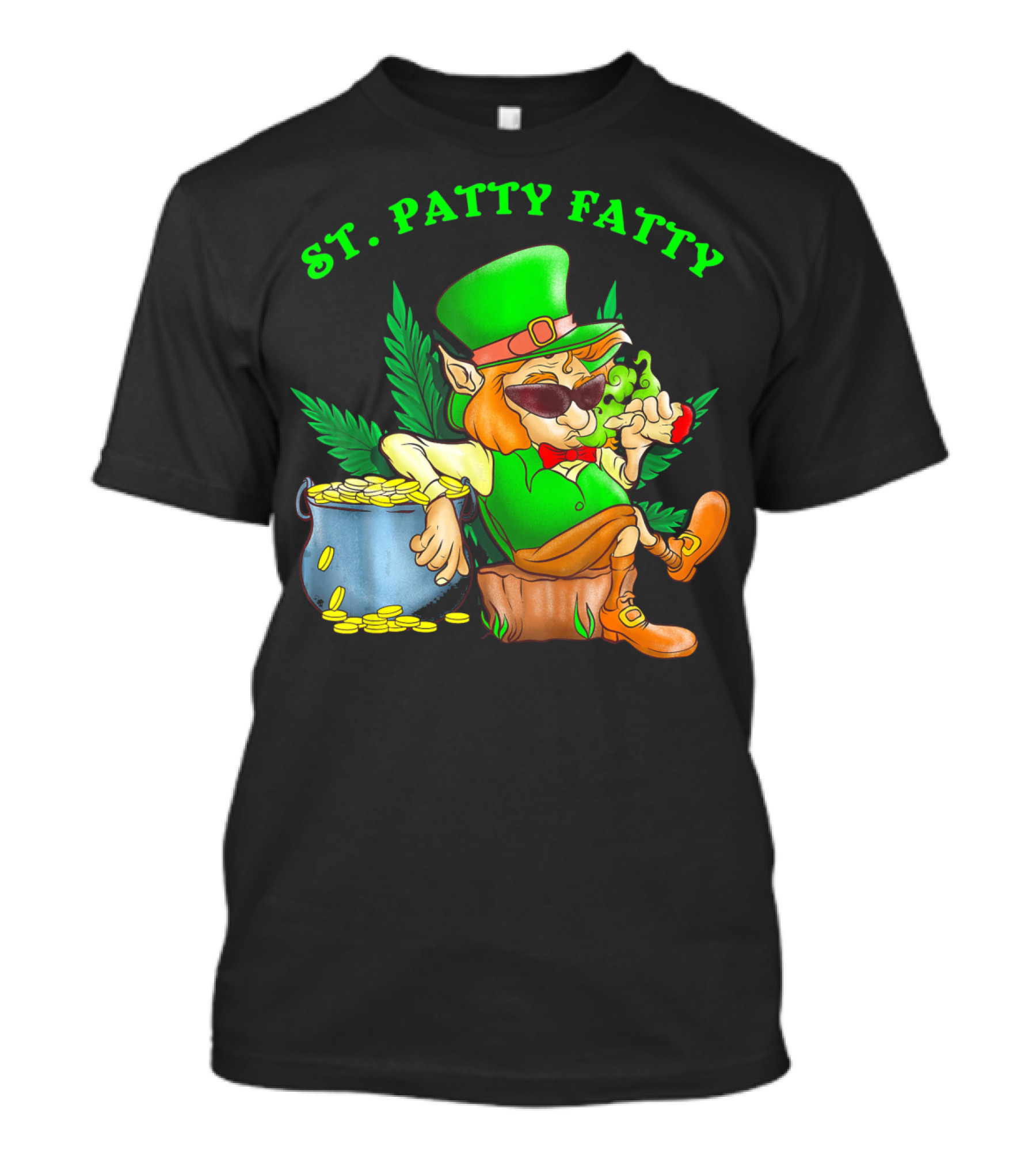 St. Patty Fatty Cool St. Patrick's Weed Smoking Leprechaun T-Shirt