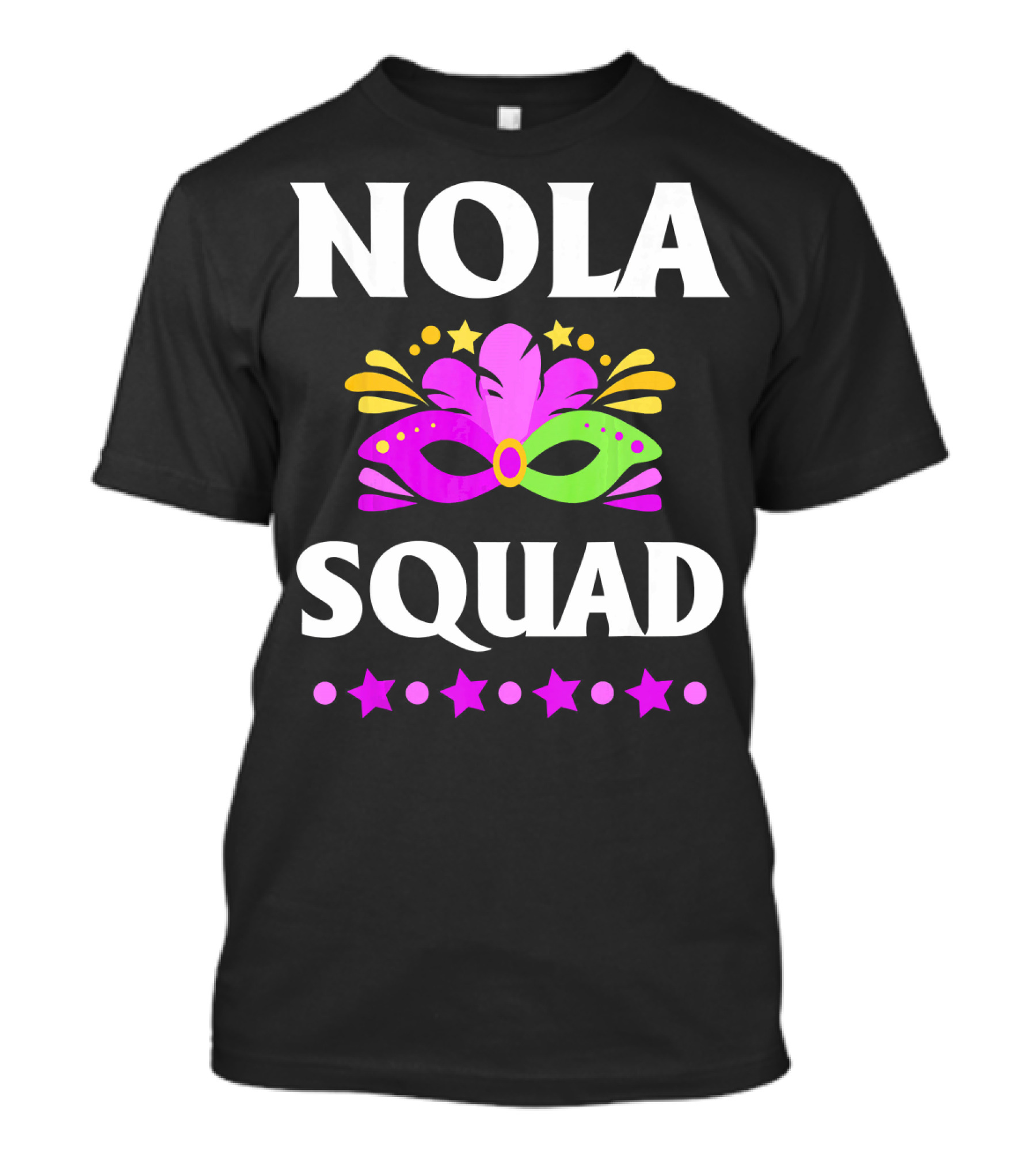 Nola Squad Mardi Gras Mask Stars T-Shirt
