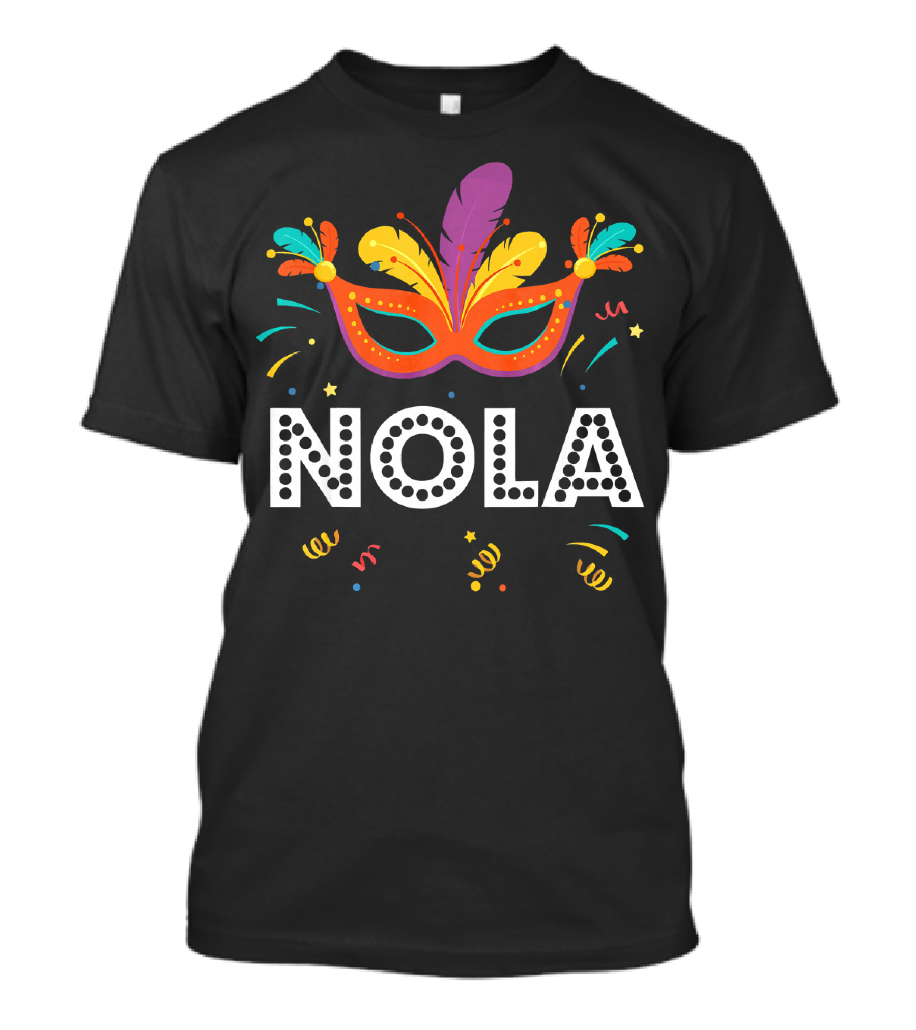NOLA Mardi Gras Colorful Mask And Confetti T-Shirt