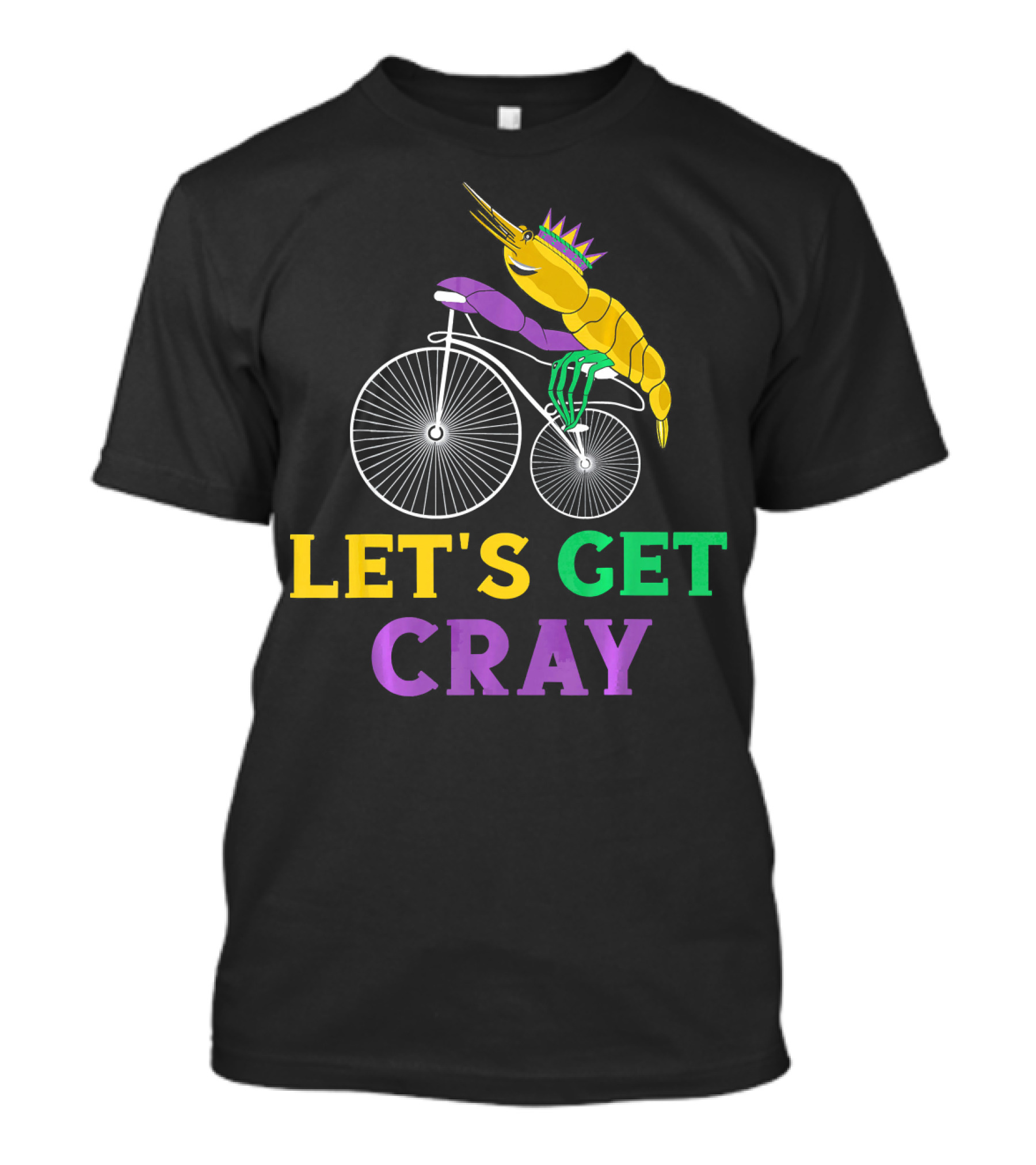 Let's Get Cray Lobster Riding Bike Mardi Gras Crayfish T-Shirt