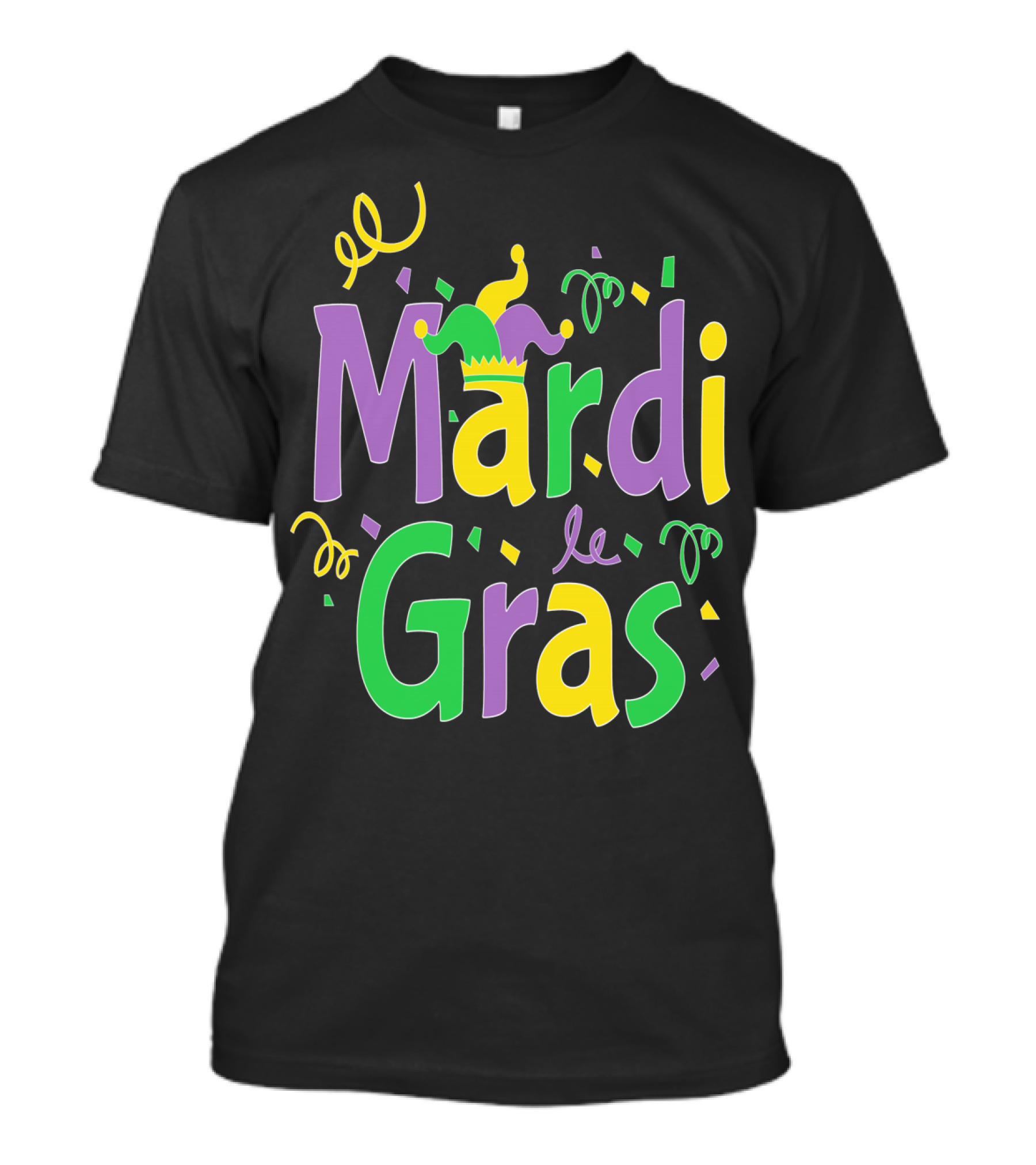 Mardi Gras Party Colorful Celebration With Jester Hat And Confetti T-Shirt