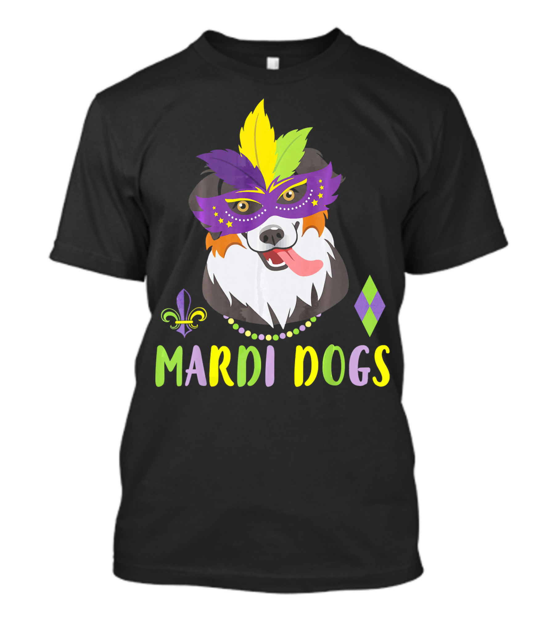 Boder Collie Mardi Gras Mardi Dogs Costume Dance Be T-Shirt