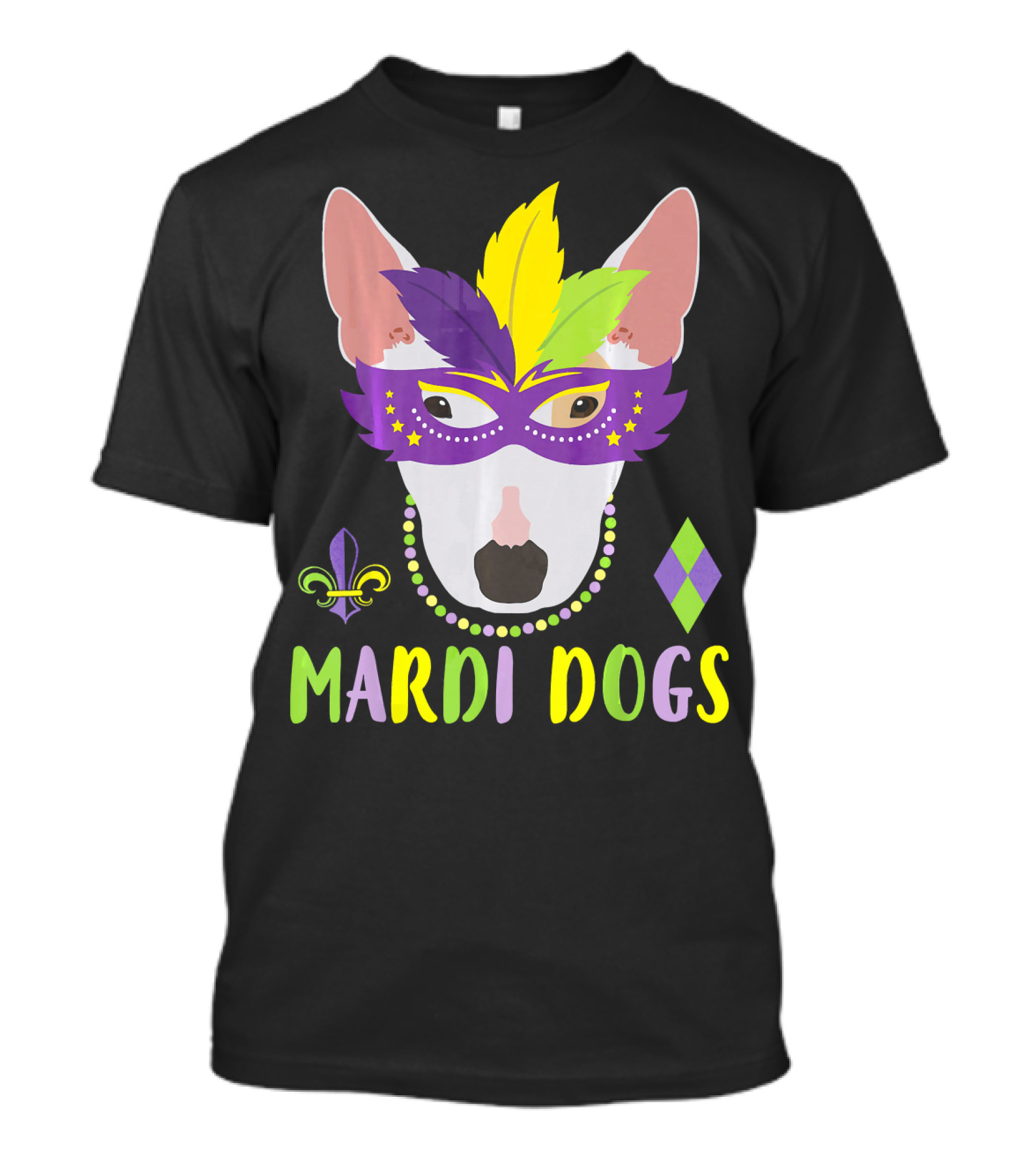 Bull Terrier Mardi Gras Costume Mardi Dogs T-Shirt