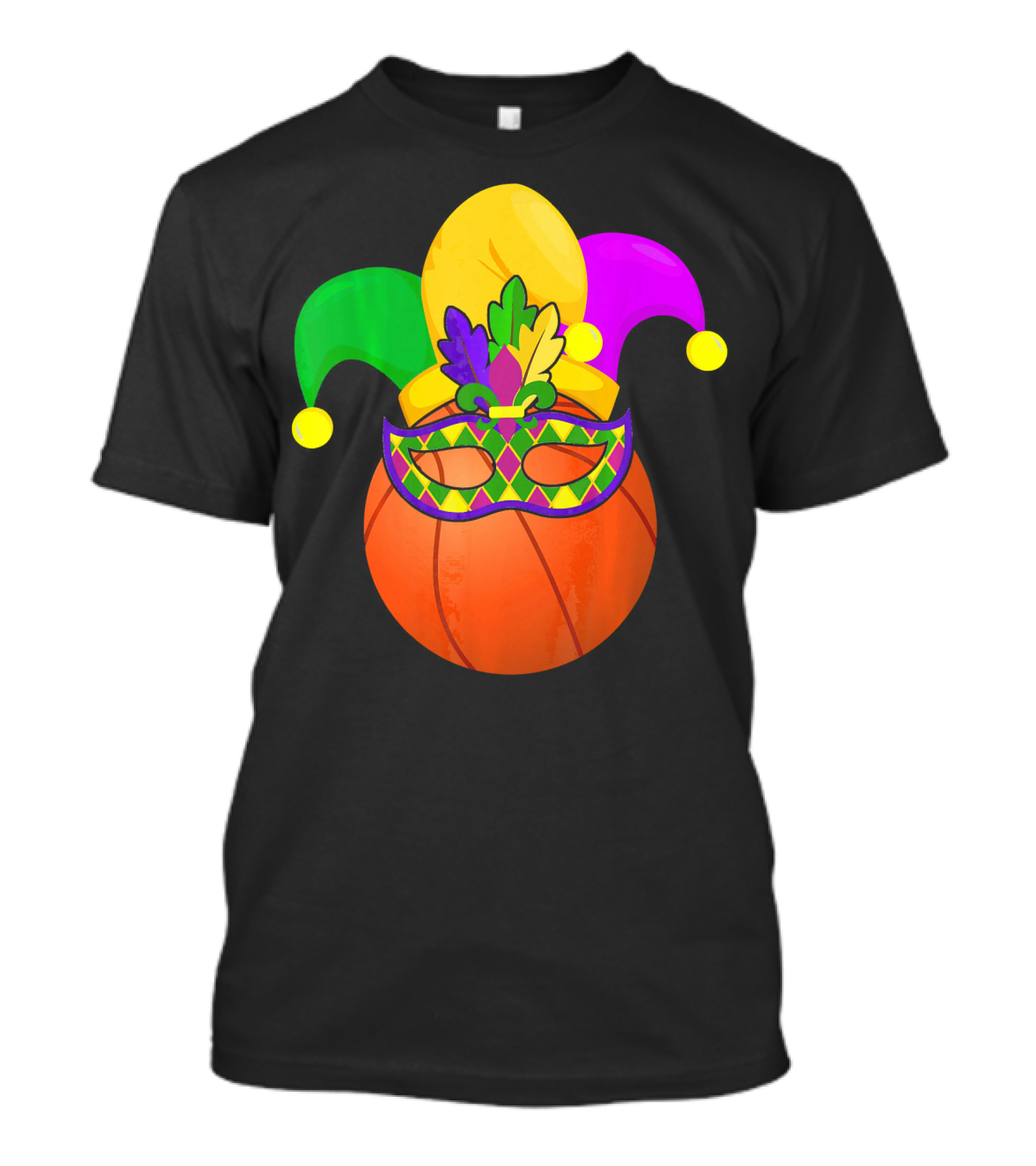 Basketball Carnival Mardi Gras Mask Jester Hat T-Shirt