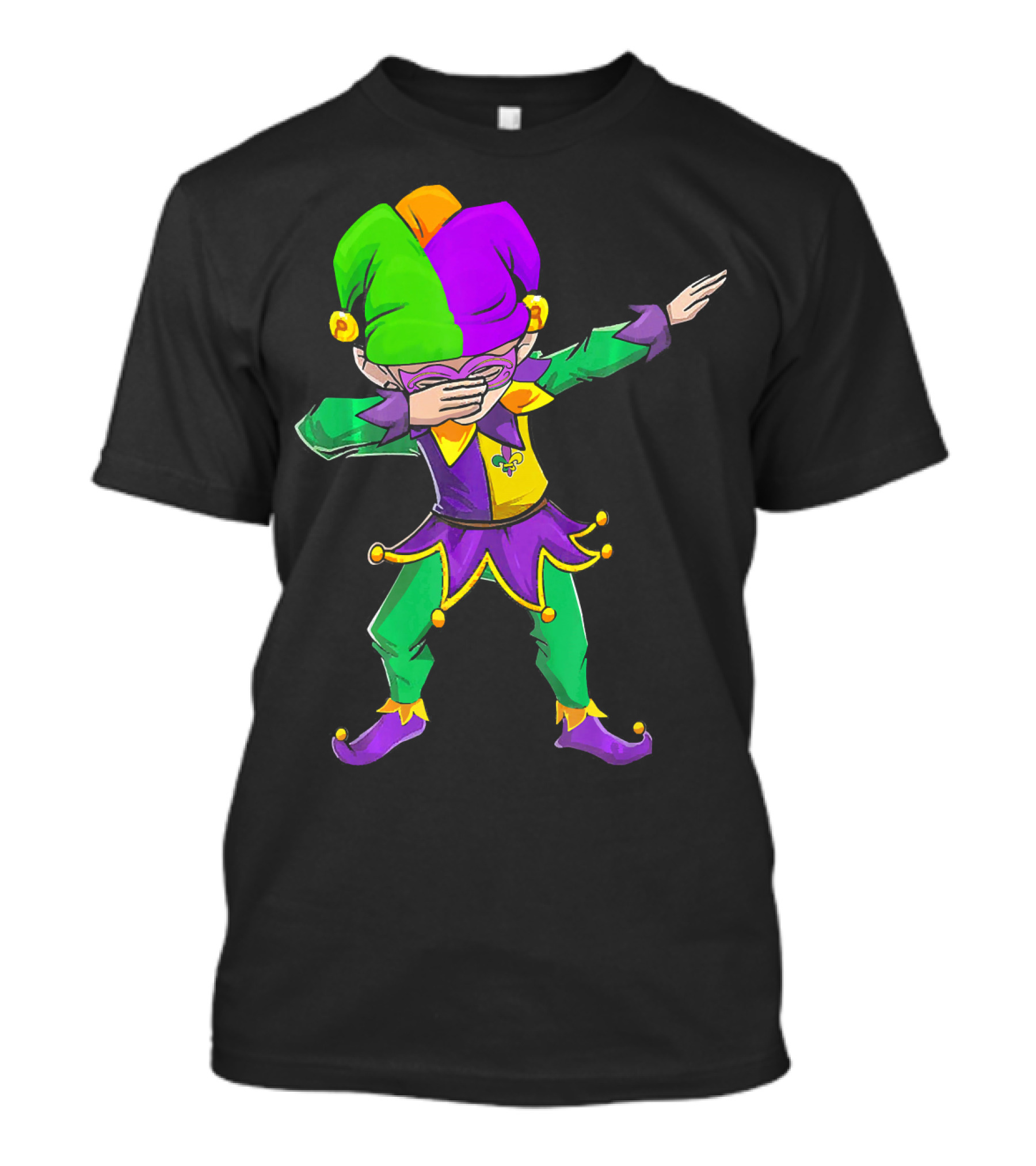 Mardi Gras Funny Dabbing Jester In Purple Green And Gold T-Shirt