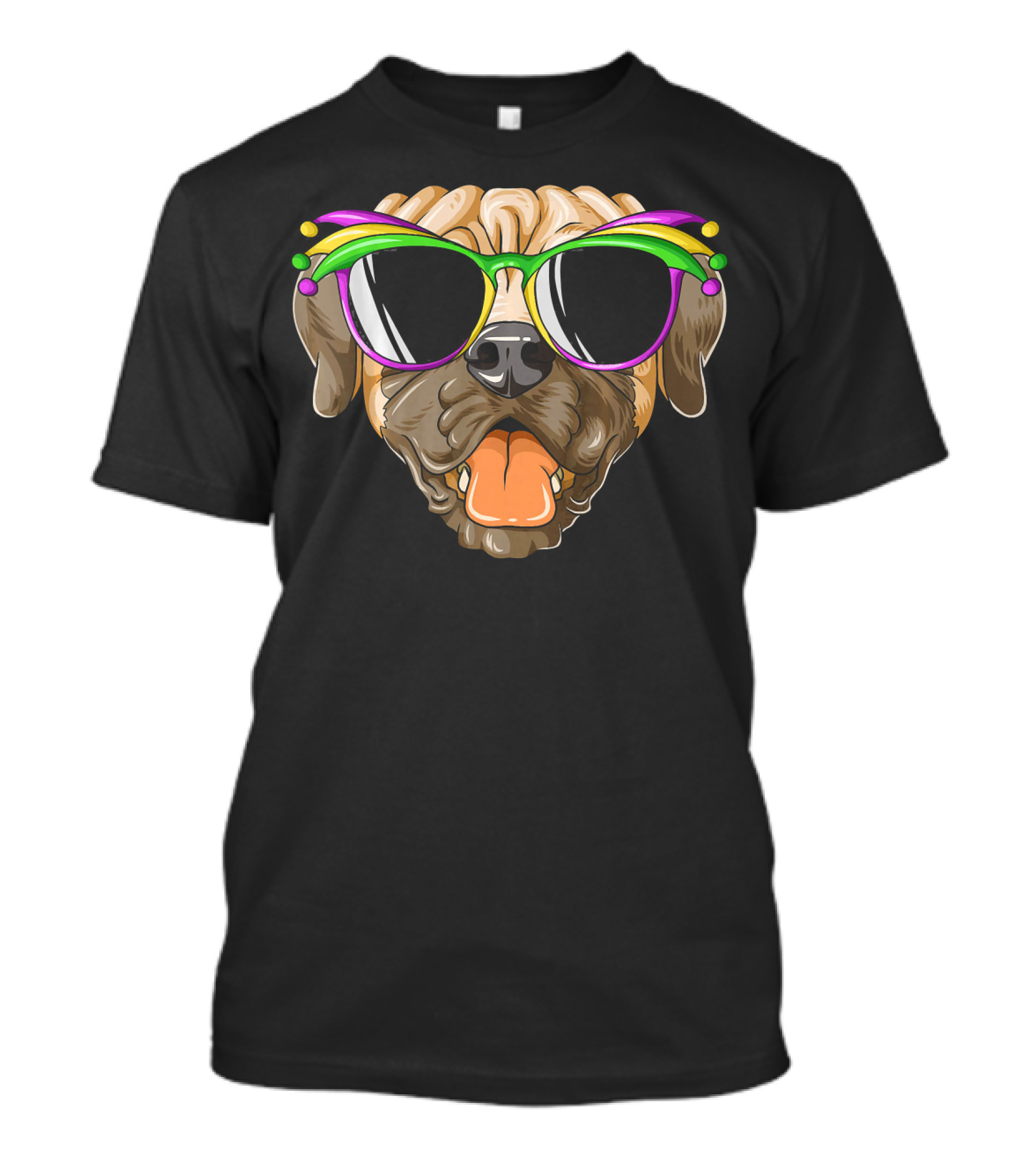 Mardi Gras Carnival Mask Mastiff Sunglasses Fun T-Shirt