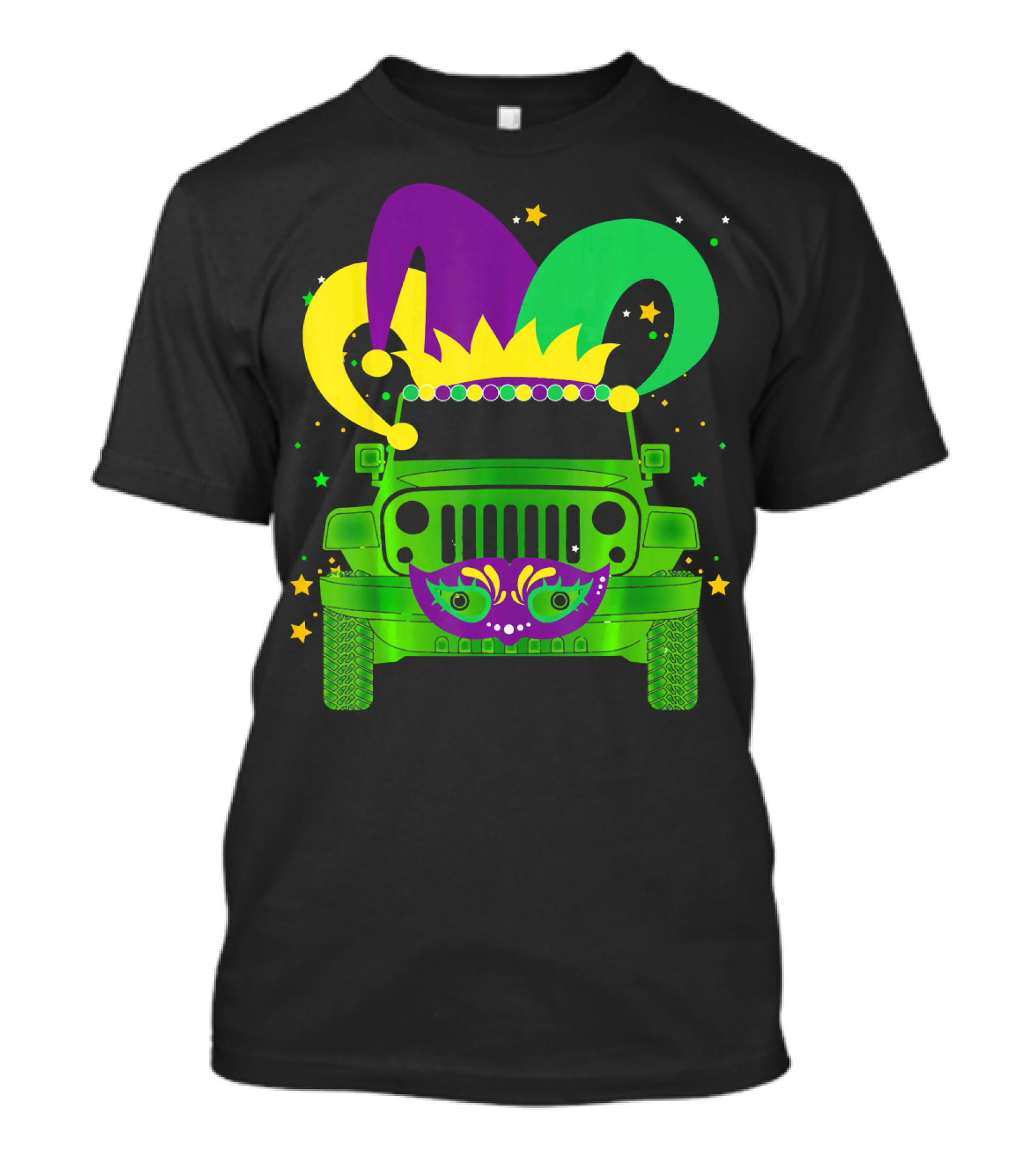Mardi Gras Jester Hat Mask Jeep Love T-Shirt