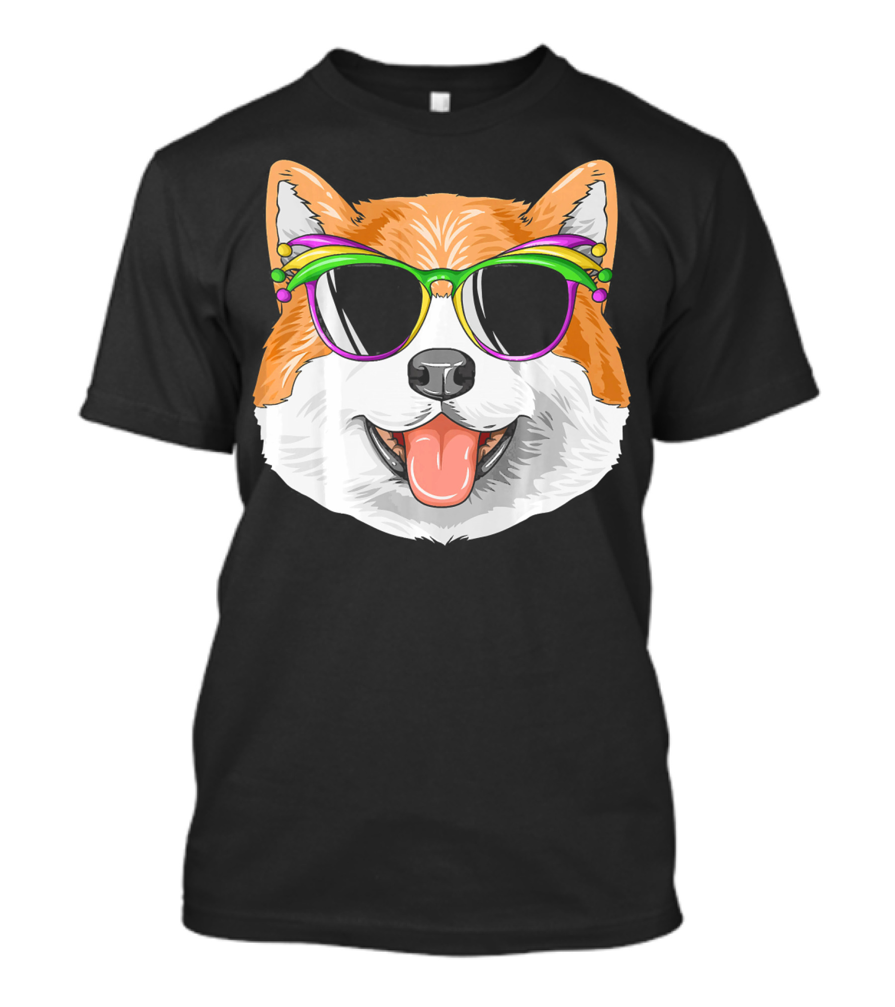 Akita Mardi Gras Carnival Mask Dog Sunglasses T-Shirt