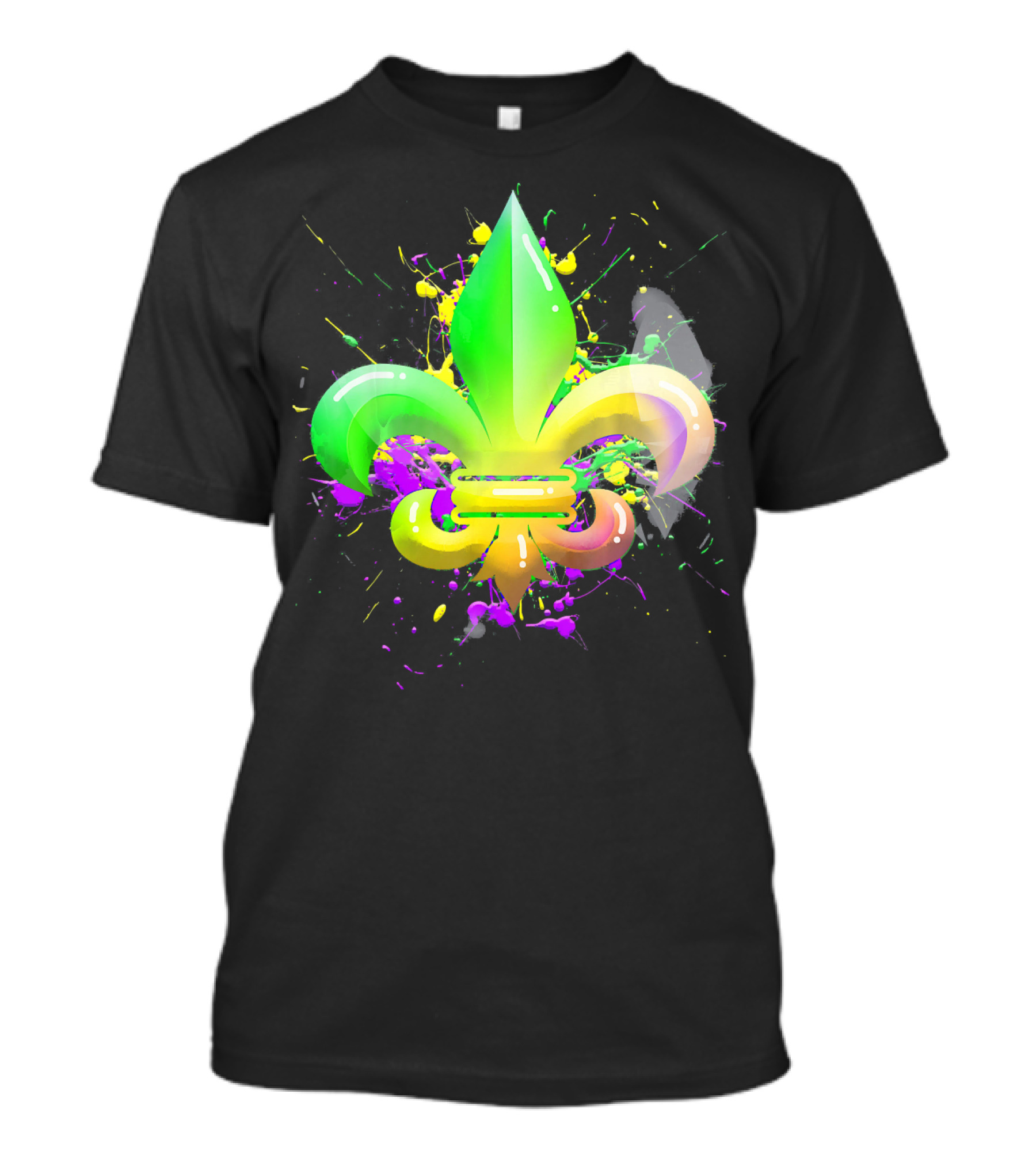 Mardi Gras Fleur De Lis Colorful Splash T-Shirt