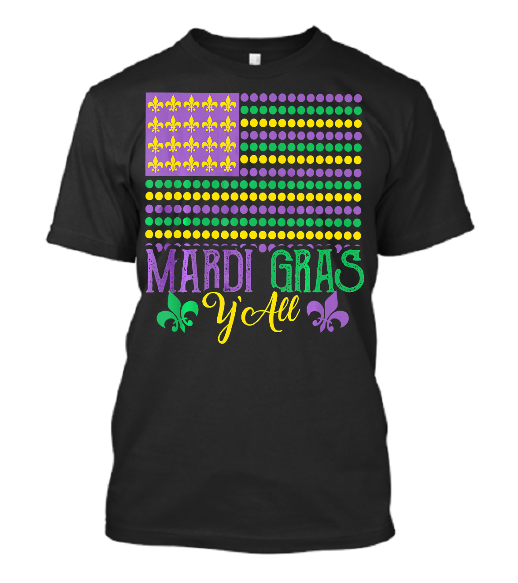 Mardi Gras Y'all American Style Flag Fleur-de-Lis T-Shirt