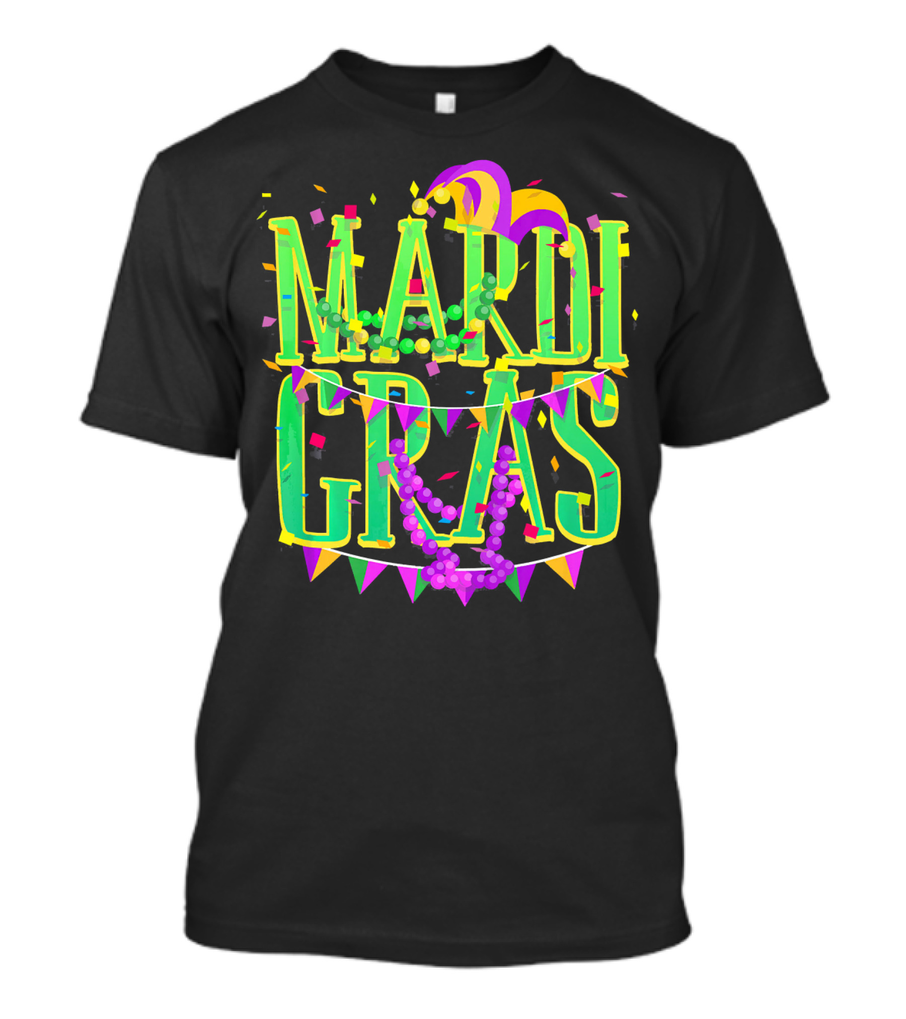Mardi Gras Festive Beads And Party Hat T-Shirt
