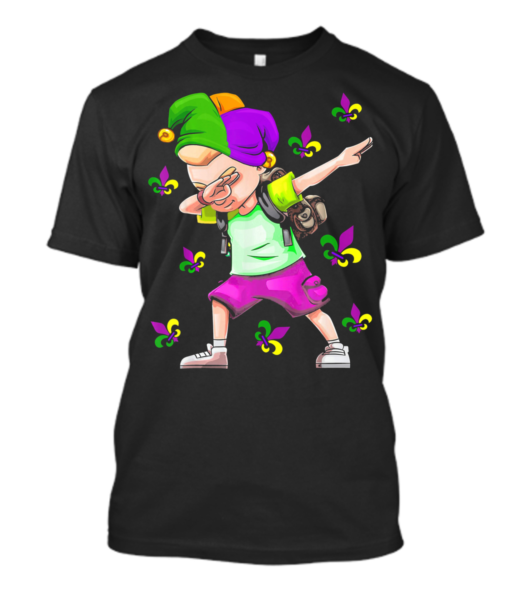 Dabbing Jester With Mardi Gras Fleur-de-Lis New Orleans T-Shirt