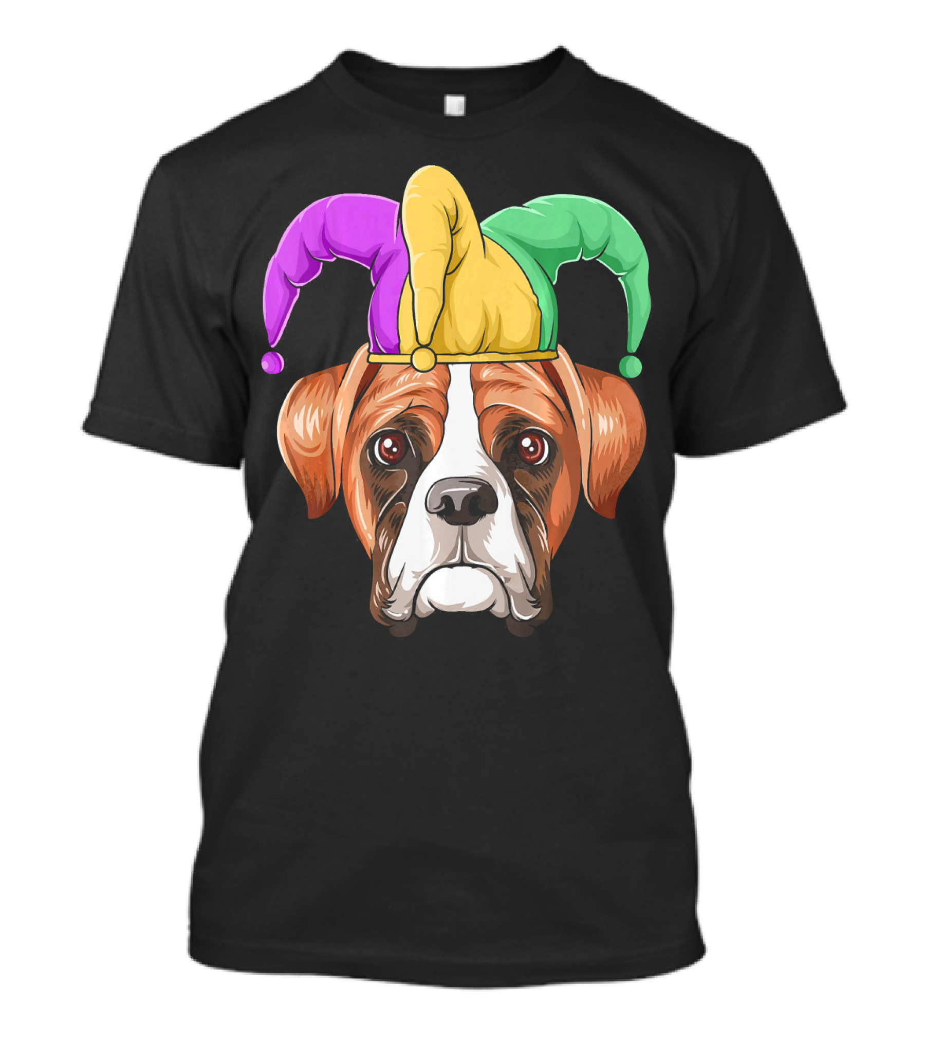 Mardi Gras Jester Hat Boxer Dog Carnival T-Shirt