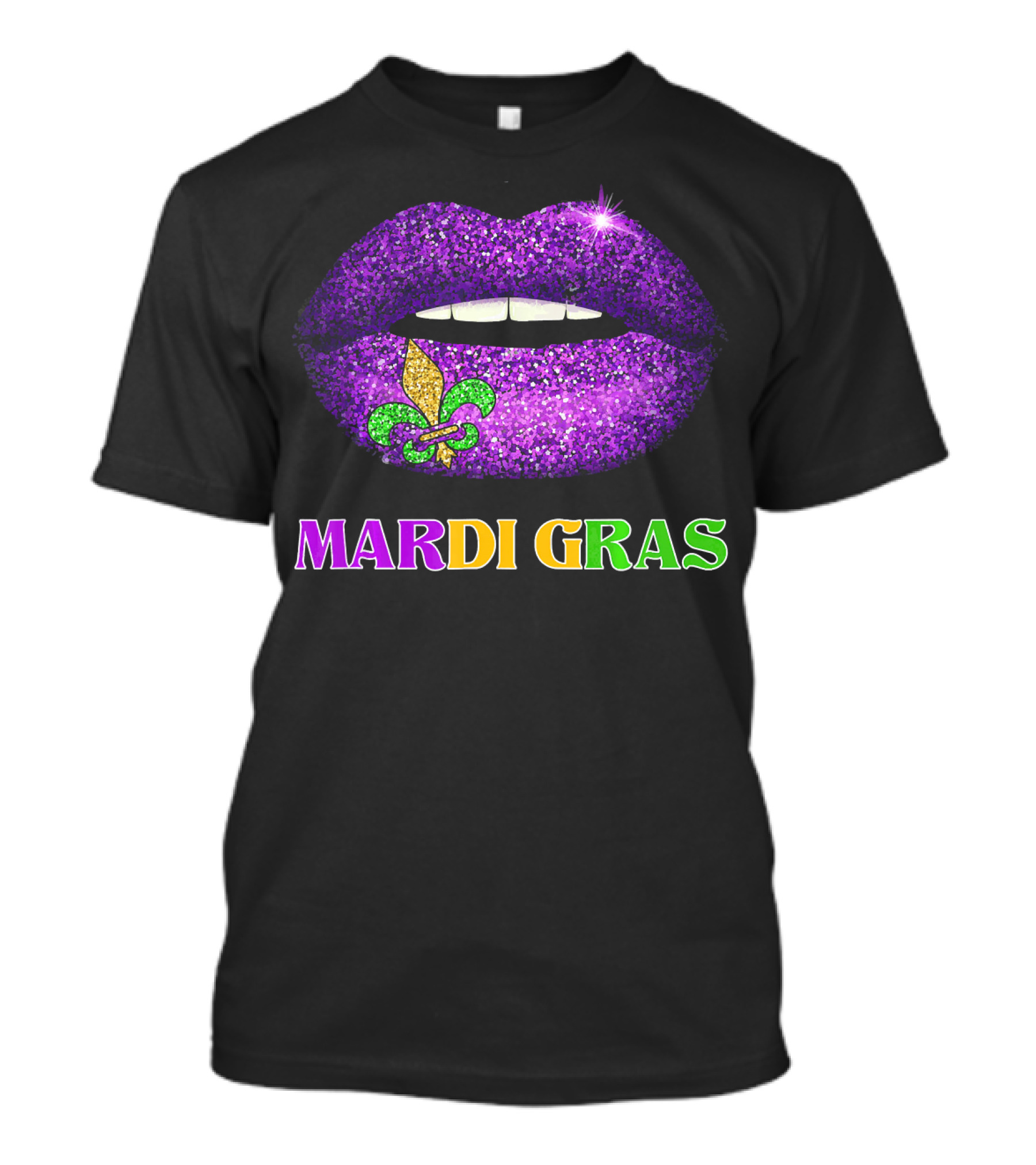 Mardi Gras Purple Lips Fleur-de-Lis Costume T-Shirt